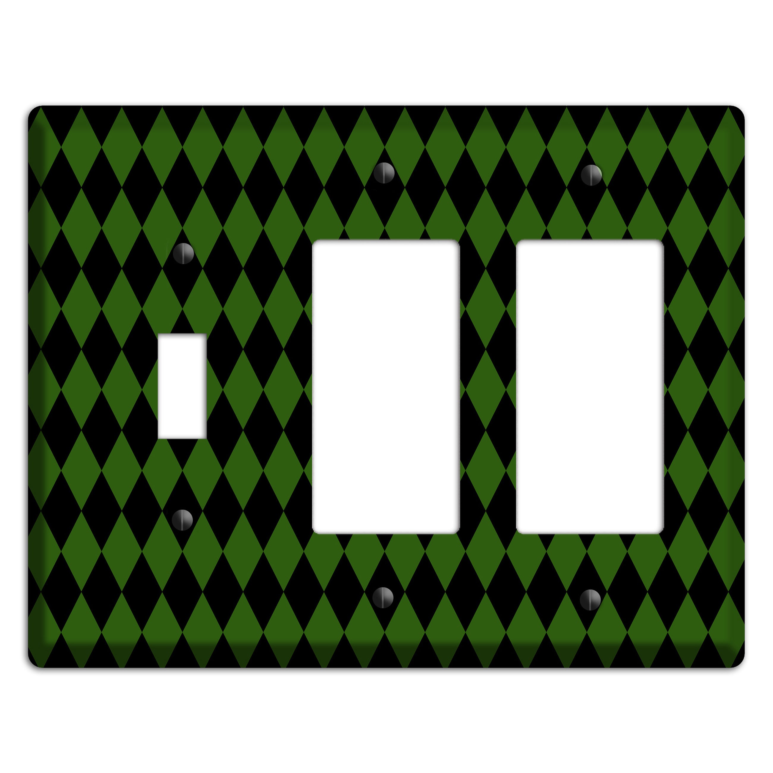 Jester's Diamonds: Green Toggle / 2 Rocker Wallplate