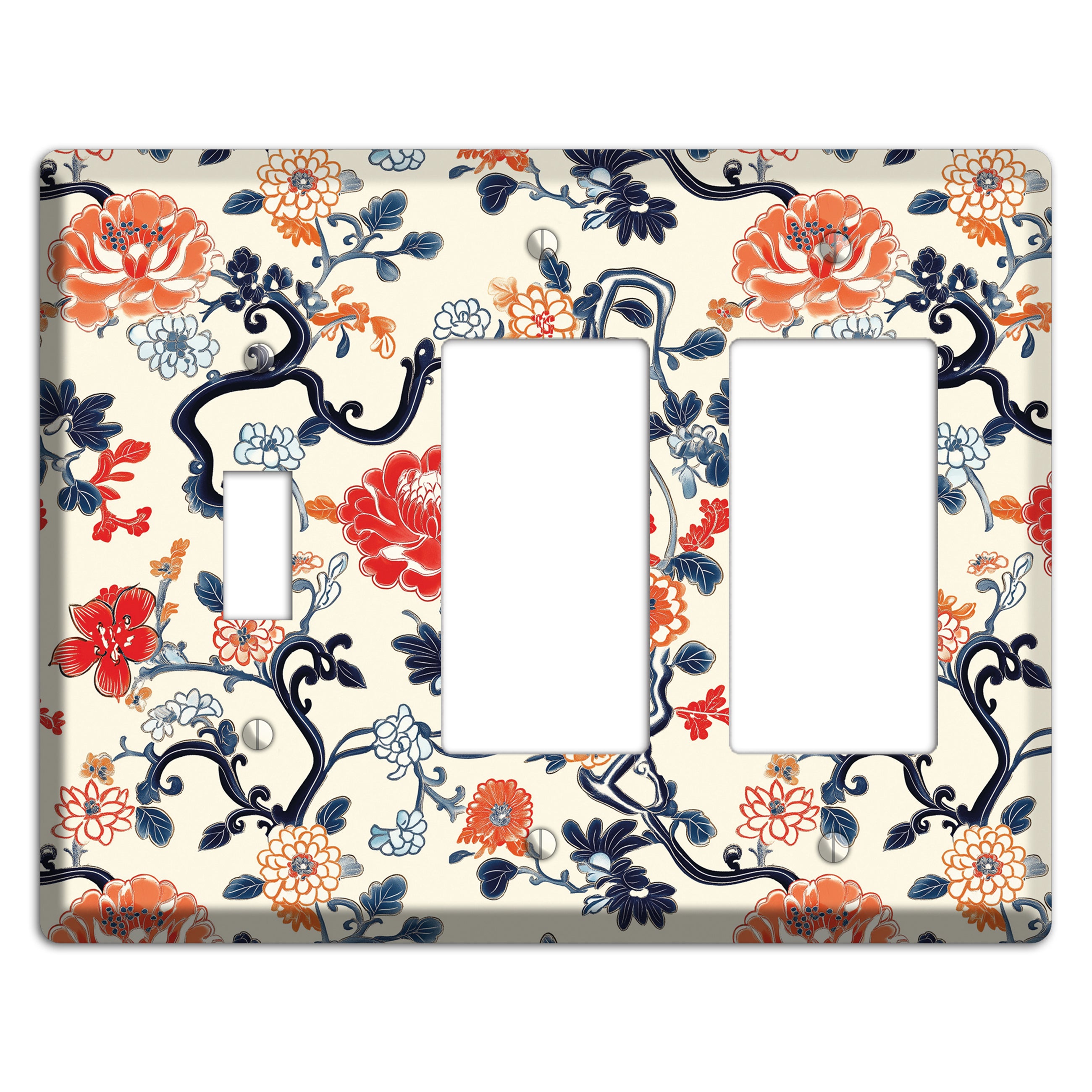 Crimson Garden Scroll Toggle / 2 Rocker Wallplate