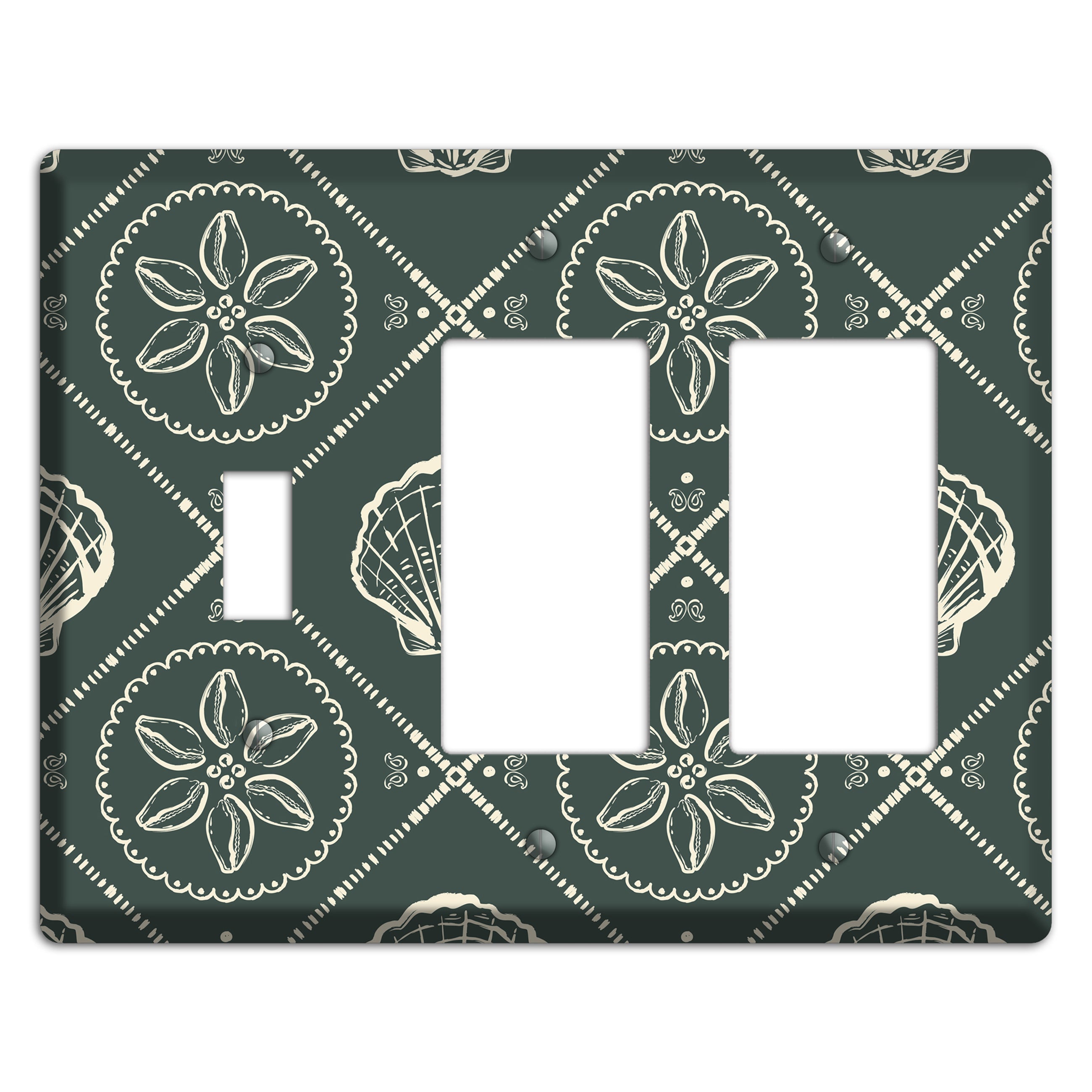 Slate Cowrie Medallion Toggle / 2 Rocker Wallplate