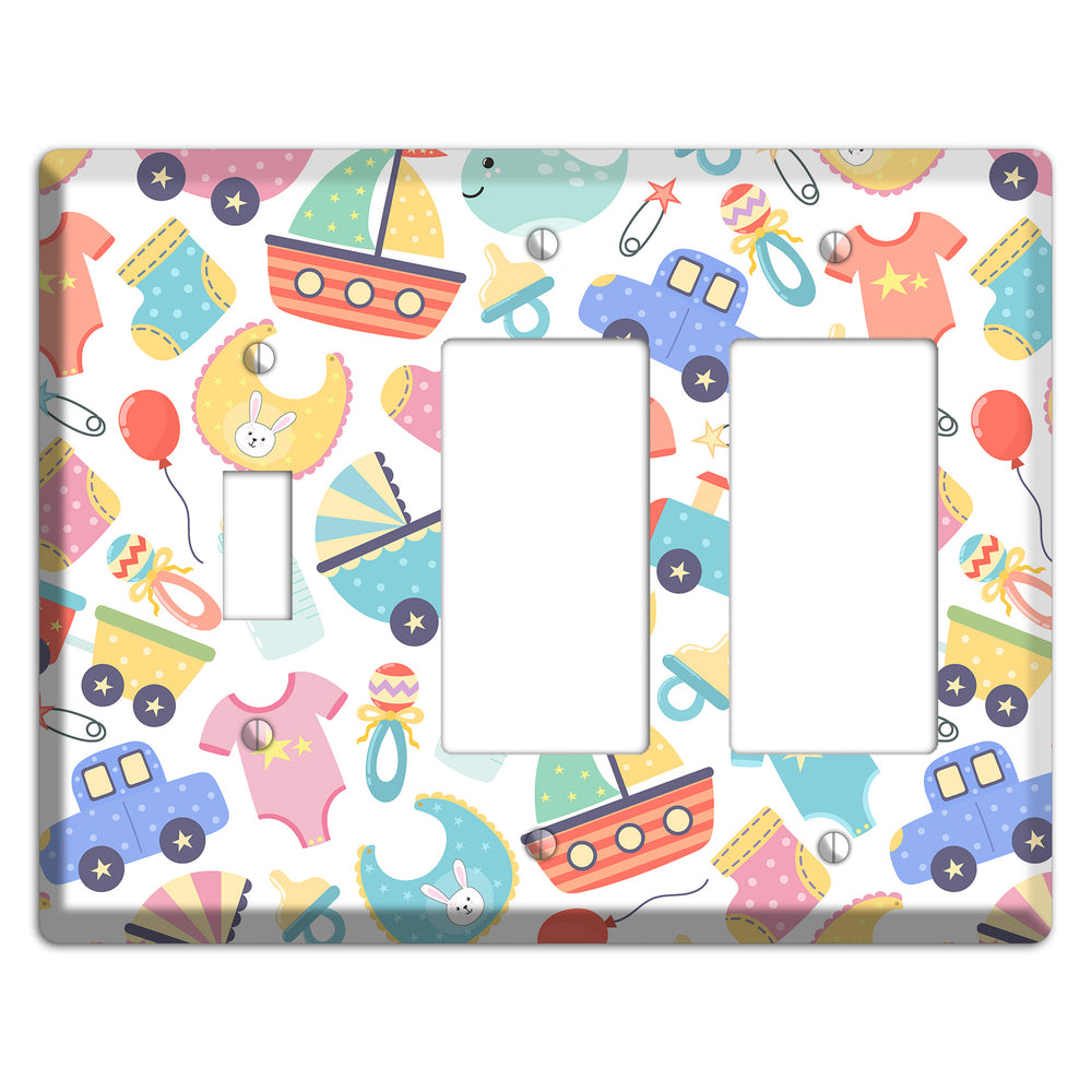 Baby Parade (White) Toggle / 2 Rocker Wallplate
