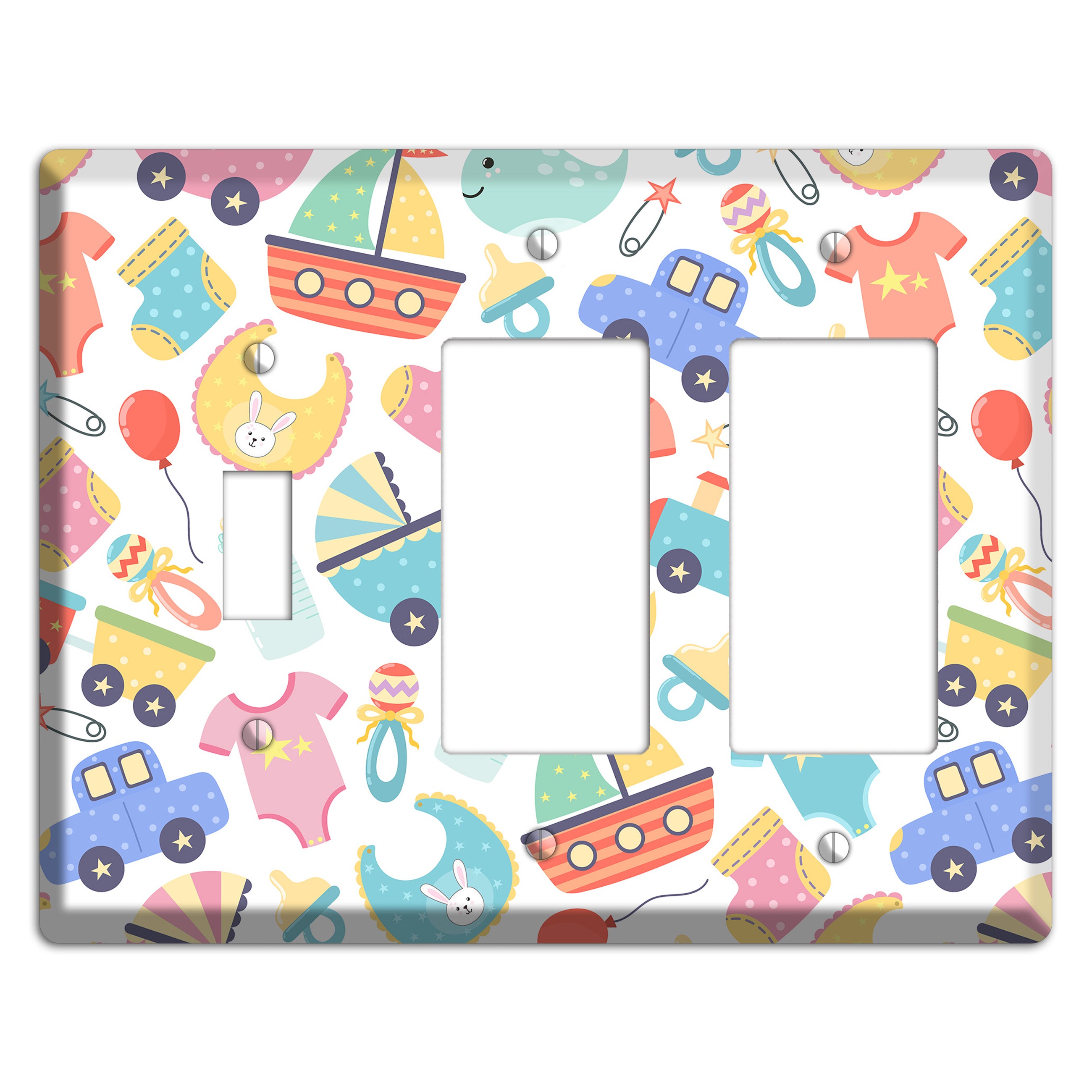 Baby Parade (White) Toggle / 2 Rocker Wallplate