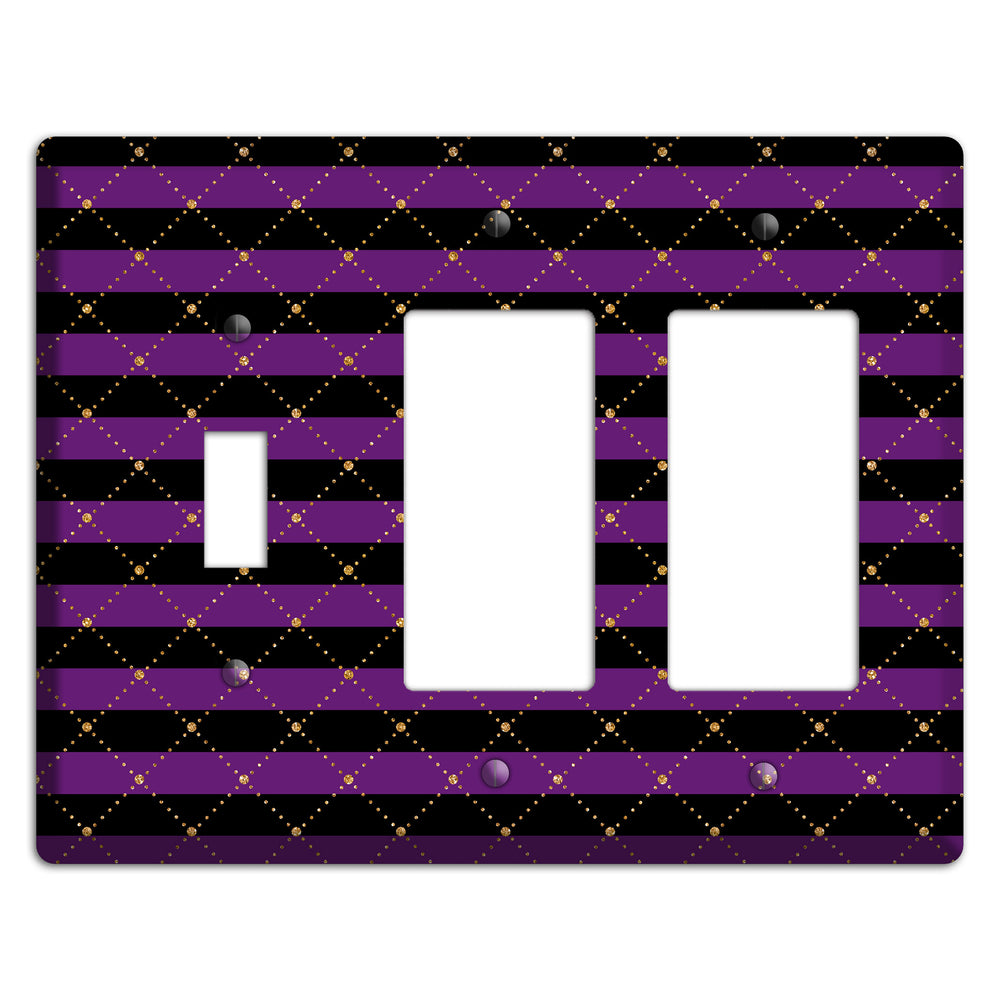 Striped Harlequin Glow Toggle / 2 Rocker Wallplate