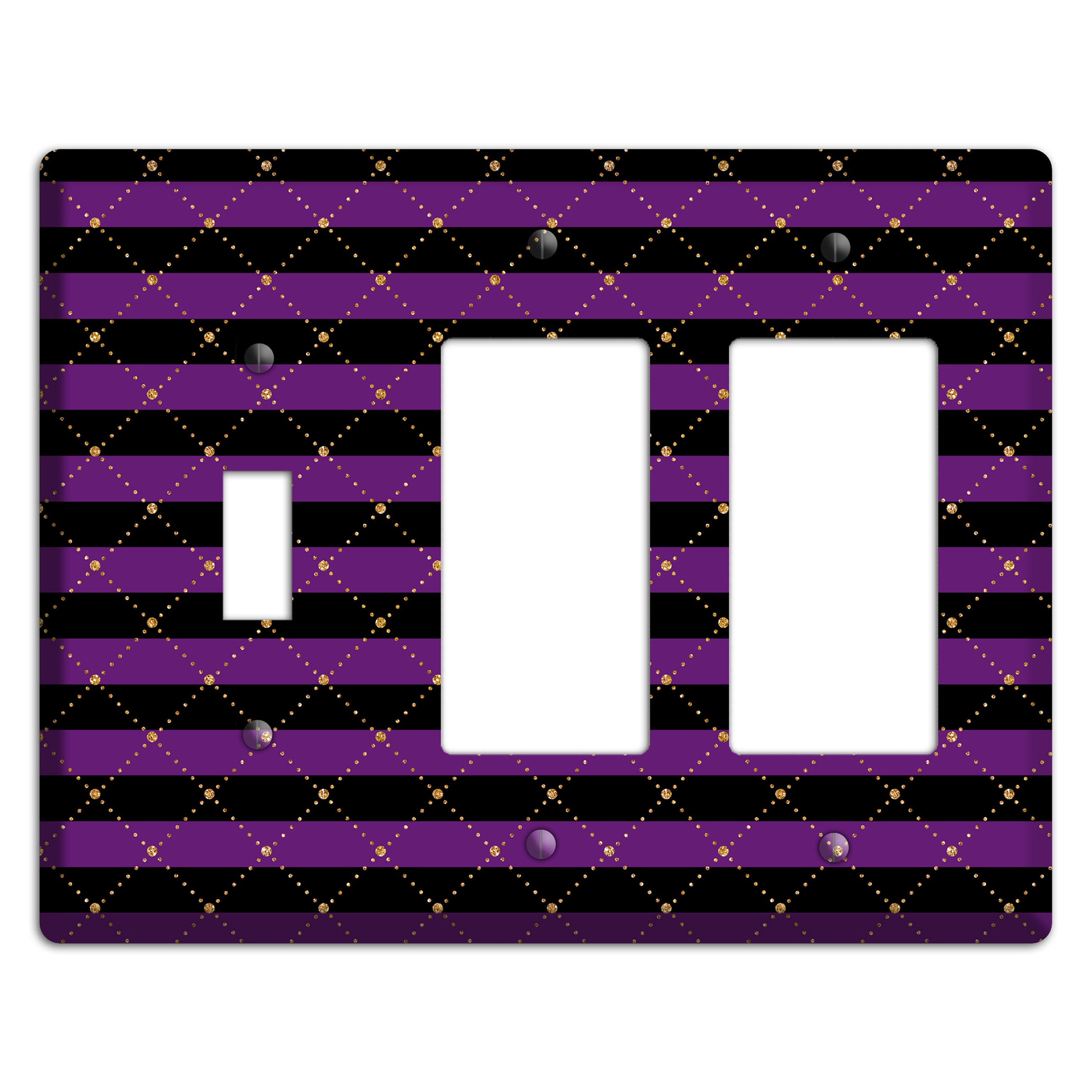 Striped Harlequin Glow Toggle / 2 Rocker Wallplate