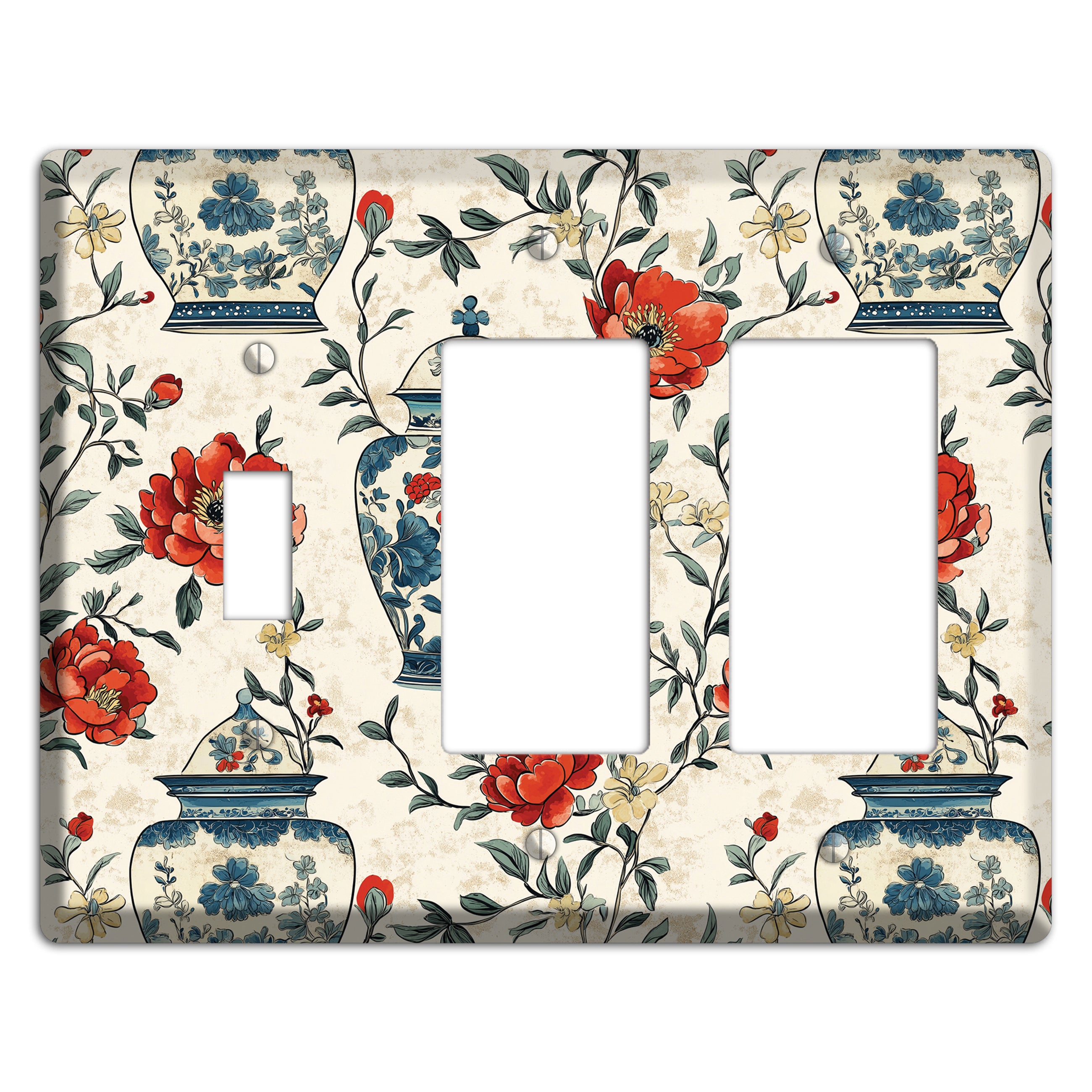 Porcelain & Peony Toggle / 2 Rocker Wallplate