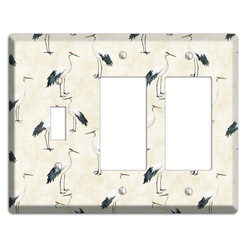 Pearl Crane Garden Toggle / 2 Rocker Wallplate