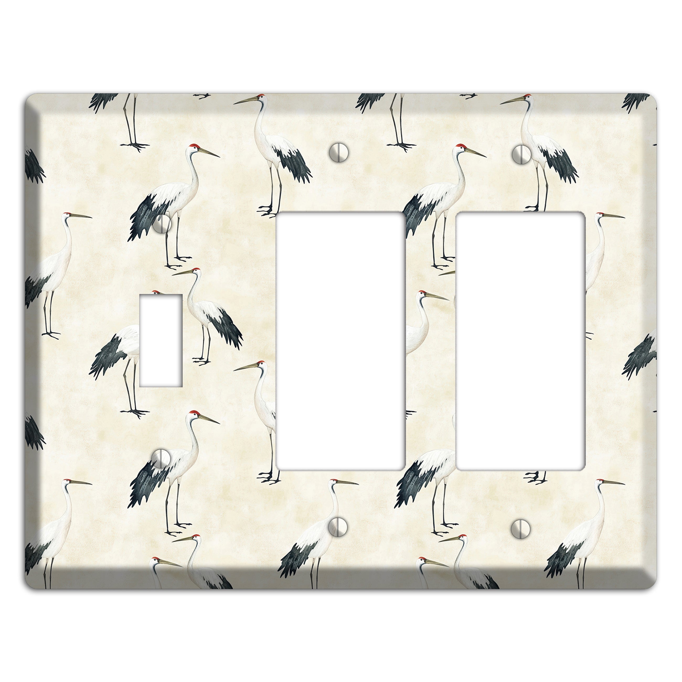 Pearl Crane Garden Toggle / 2 Rocker Wallplate