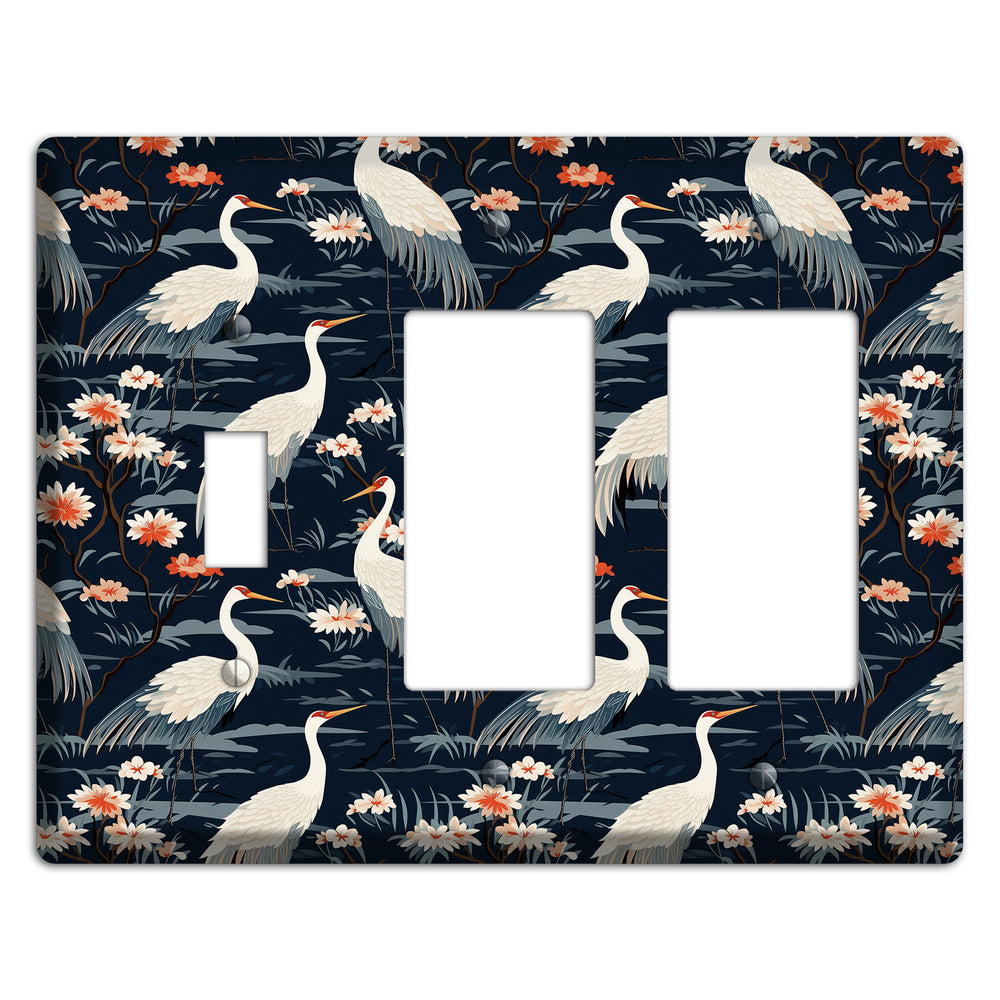 Navy Heron Nocturne Toggle / 2 Rocker Wallplate