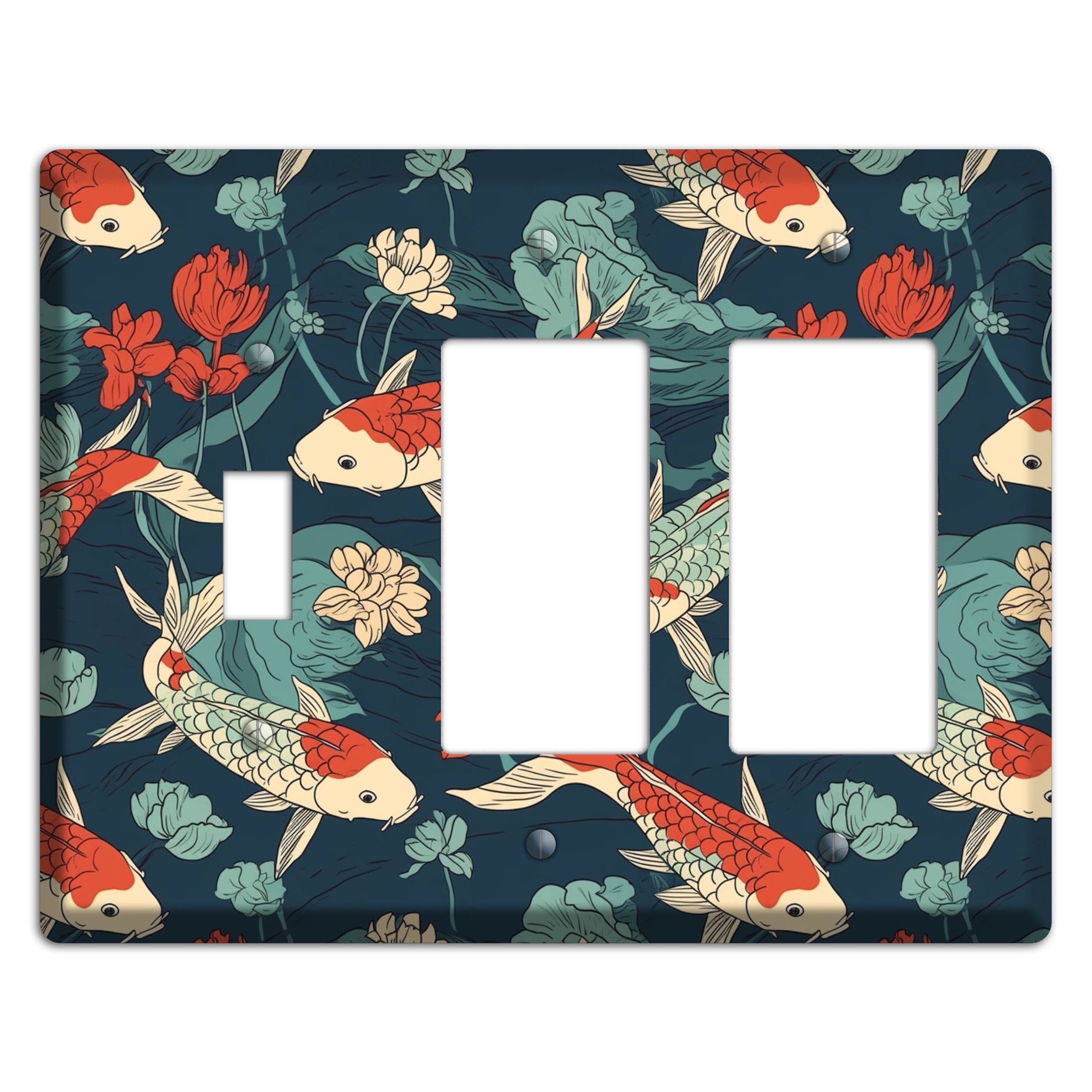 Koi & Lotus Drift Toggle / 2 Rocker Wallplate