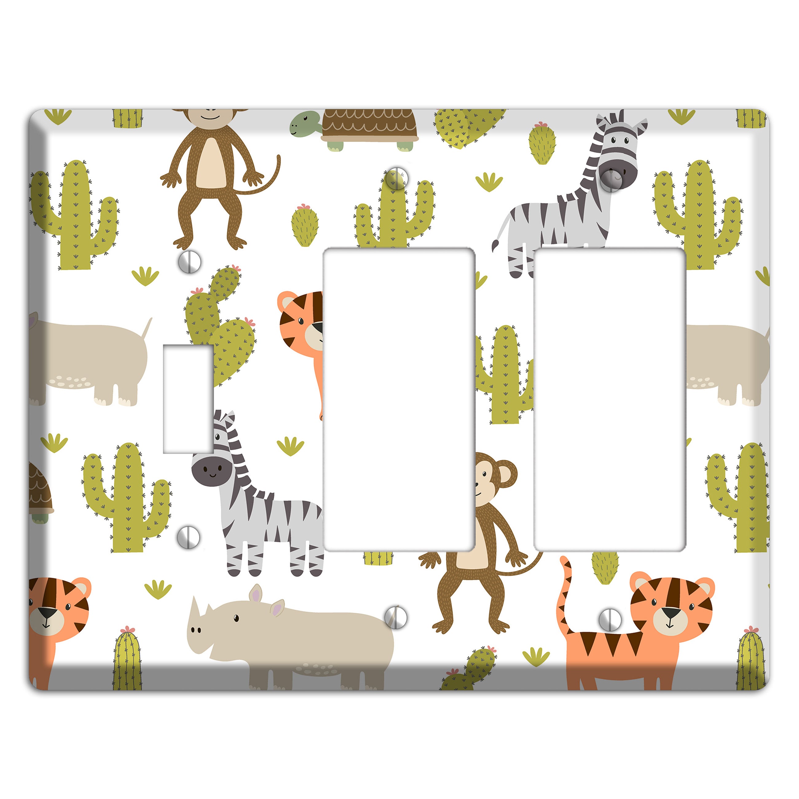 Safari Critters (White) Toggle / 2 Rocker Wallplate