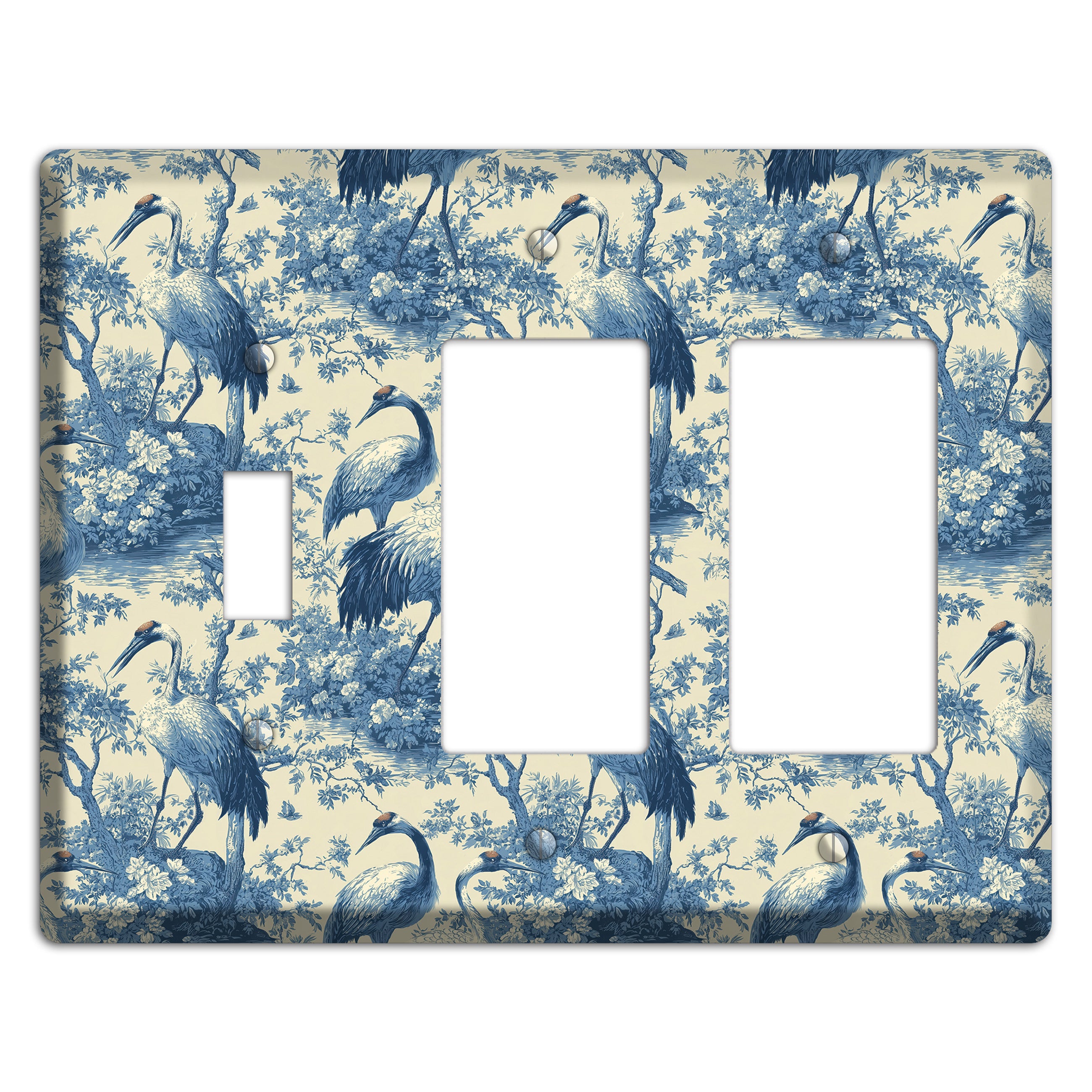 Cobalt Toile Vigil Toggle / 2 Rocker Wallplate