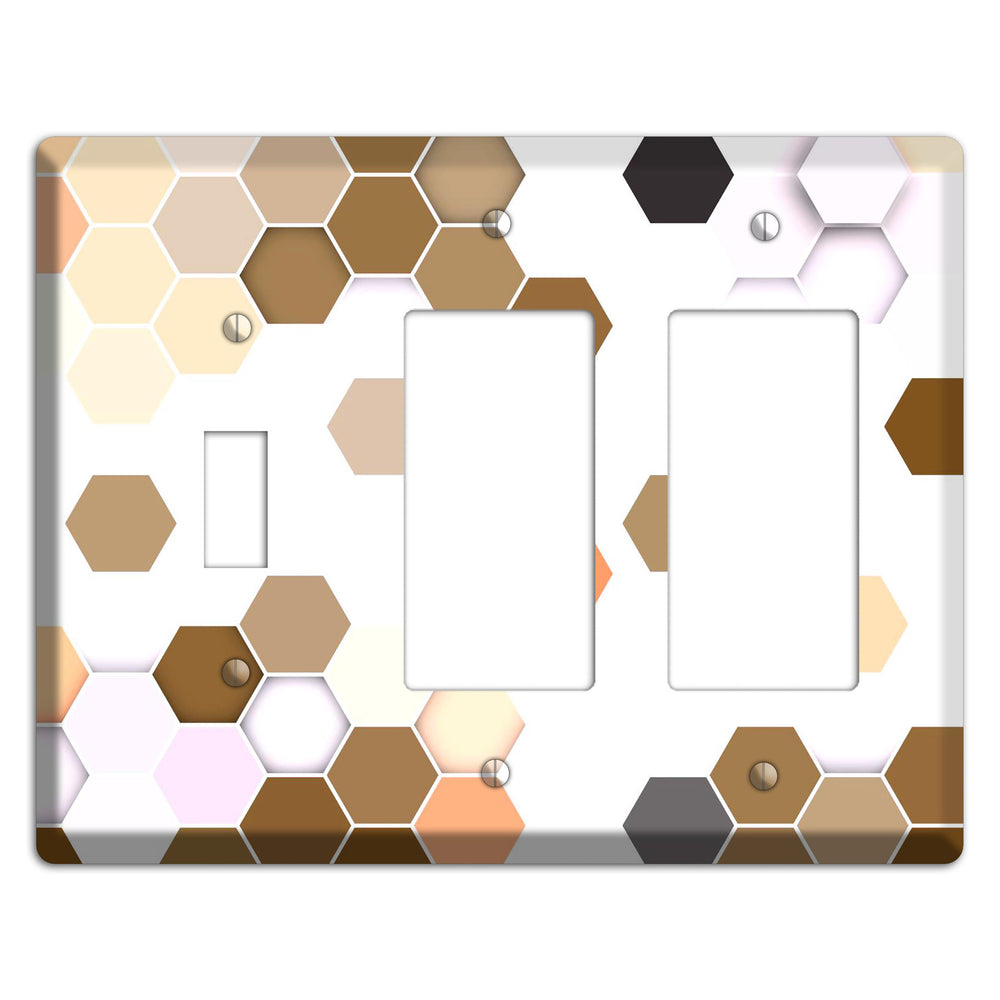 Hex Grid ‚Äì Sunset Terracotta Toggle / 2 Rocker Wallplate