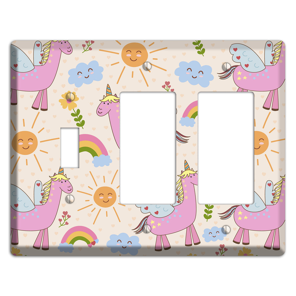 Magic Meadow (Peach) Toggle / 2 Rocker Wallplate