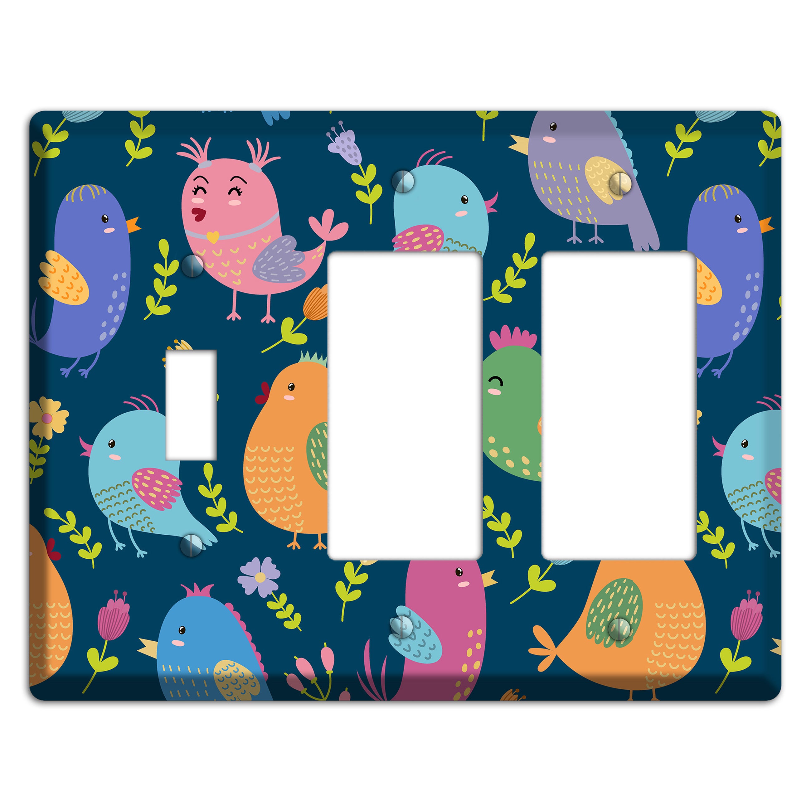 Jungle Chorus (Navy) Toggle / 2 Rocker Wallplate