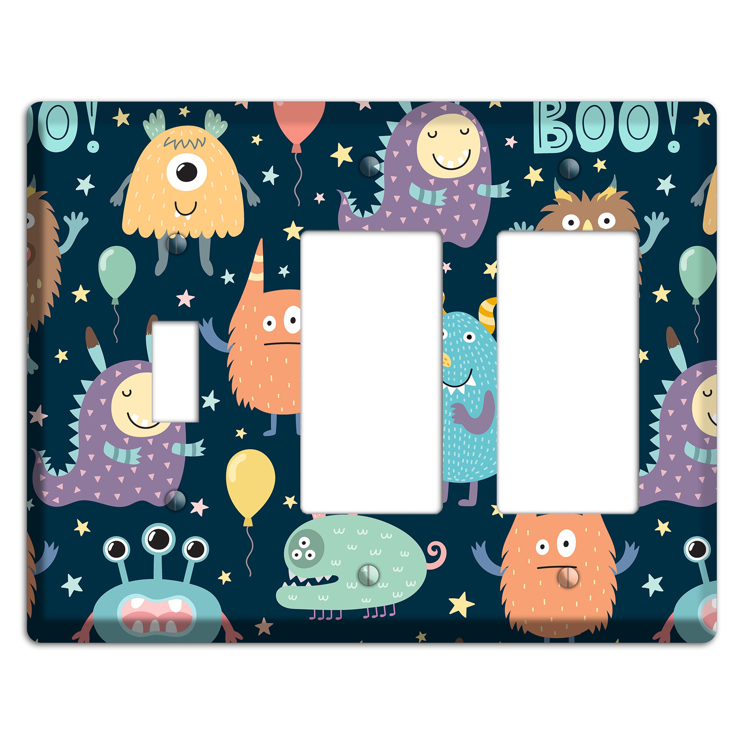 Monster Parade (Navy) Toggle / 2 Rocker Wallplate