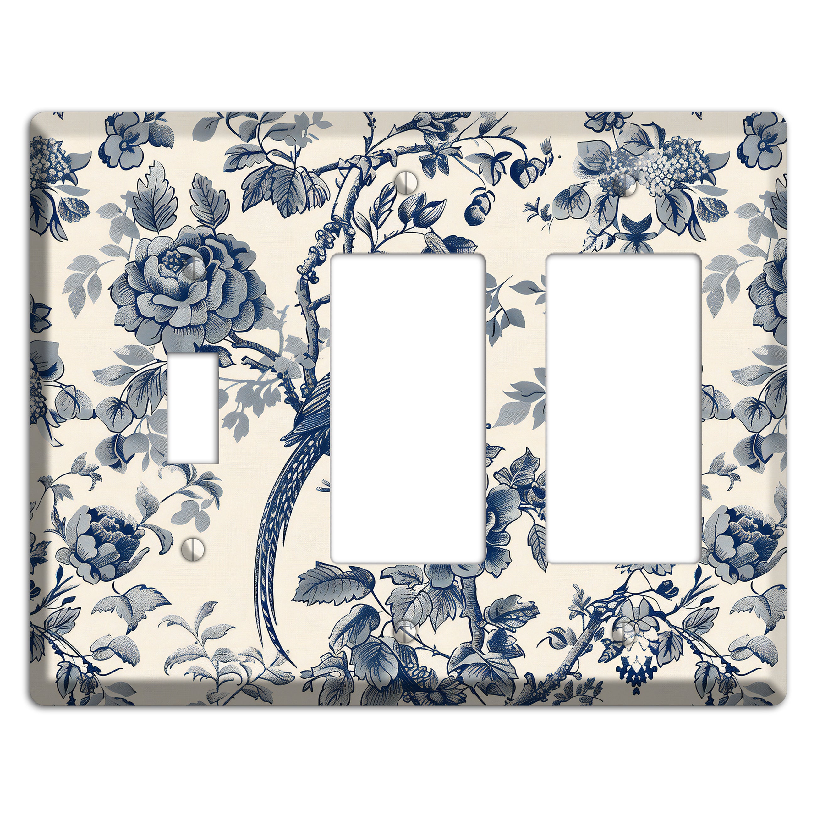 Pheasant & Peony Toggle / 2 Rocker Wallplate