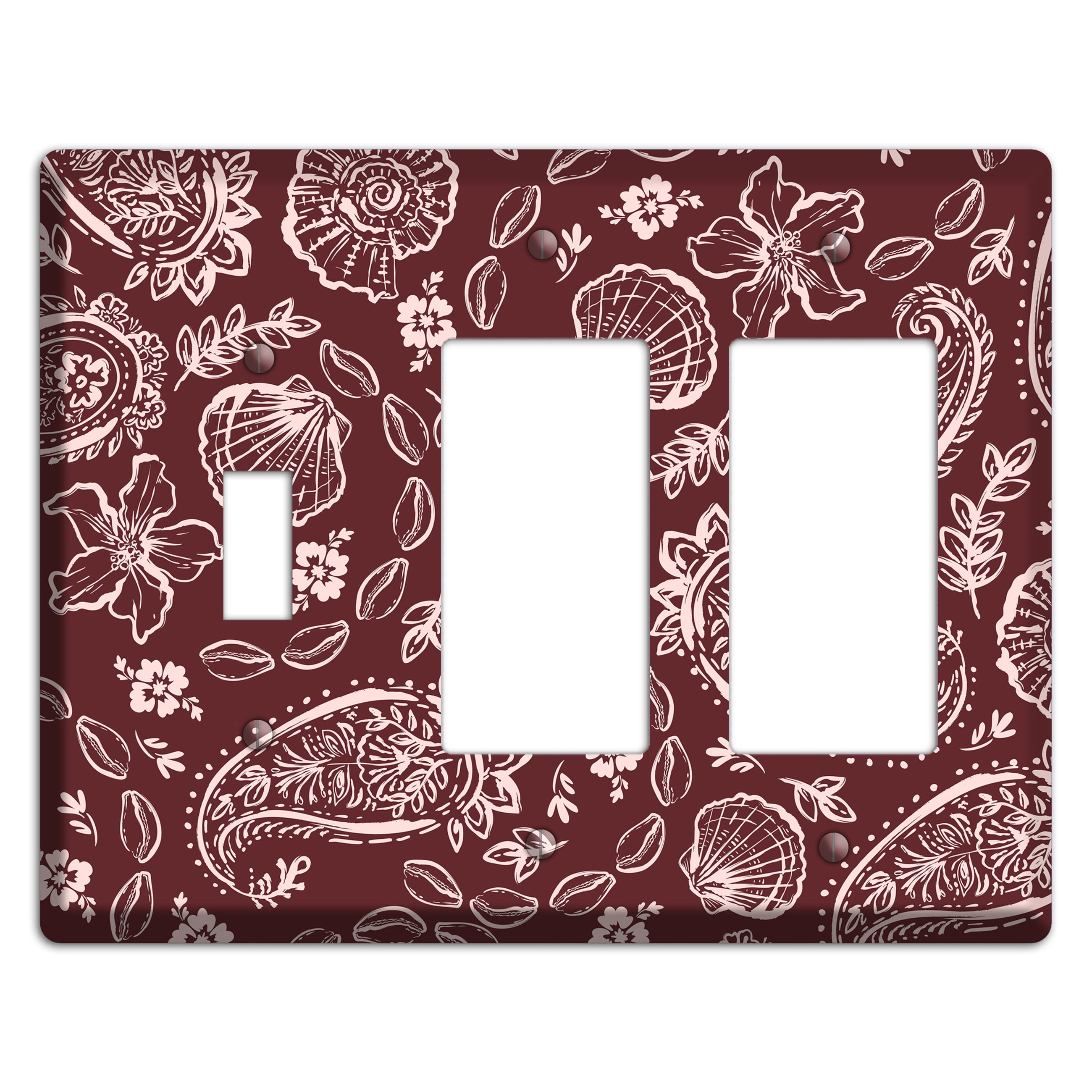 Crimson Shell Paisley Toggle / 2 Rocker Wallplate