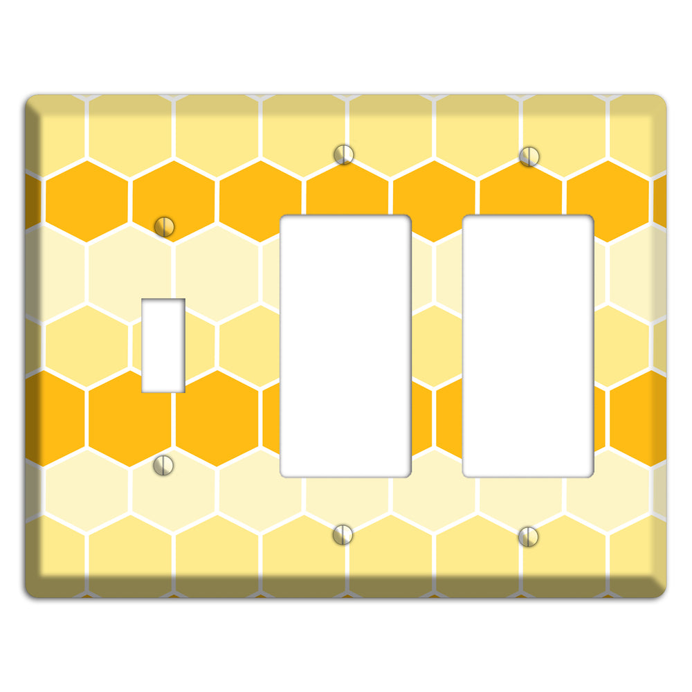 Golden Hollow Grid Toggle / 2 Rocker Wallplate