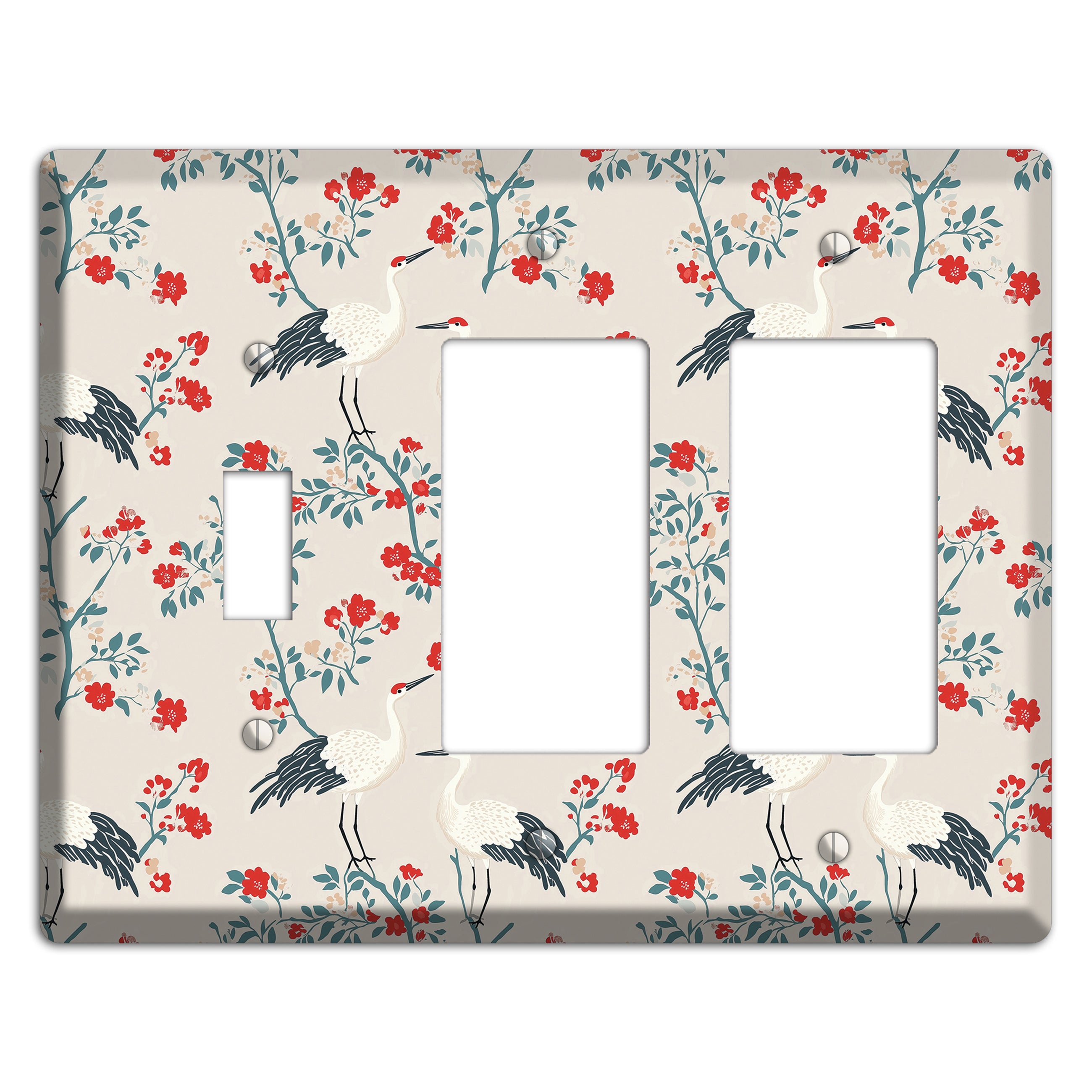 Ivory Blossom Vigil Toggle / 2 Rocker Wallplate