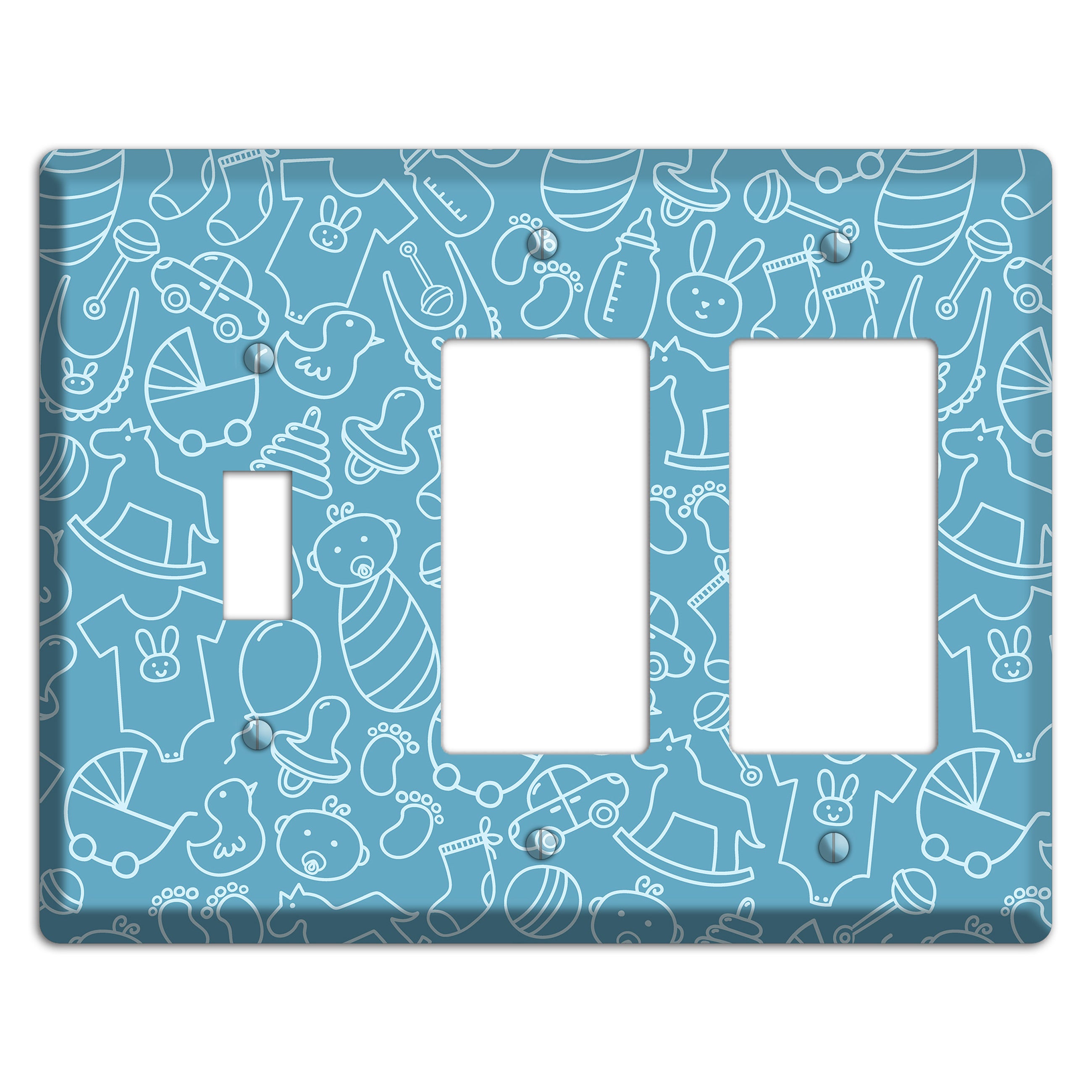 Line Art Baby Blue Toggle / 2 Rocker Wallplate