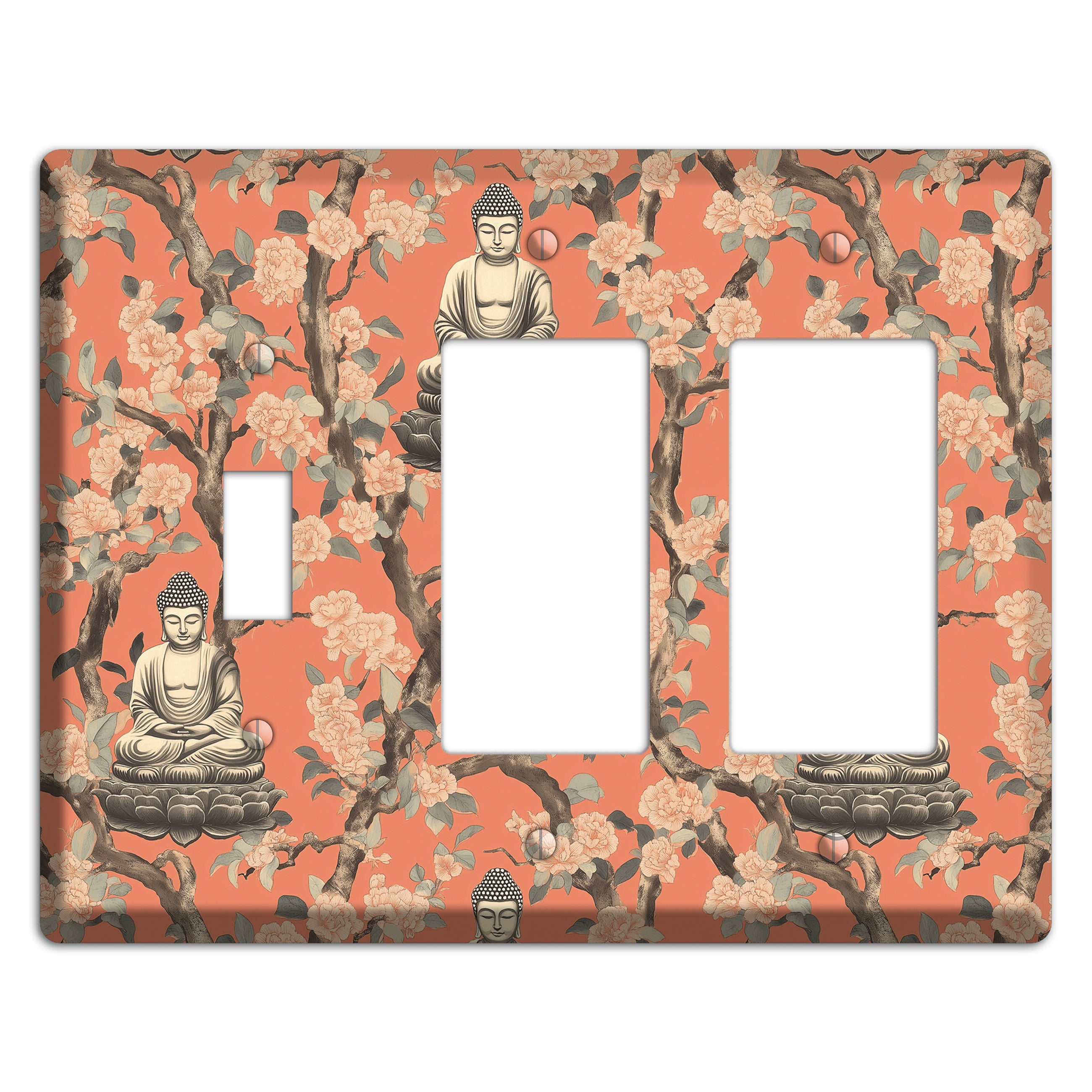 Lotus & Bough Toggle / 2 Rocker Wallplate