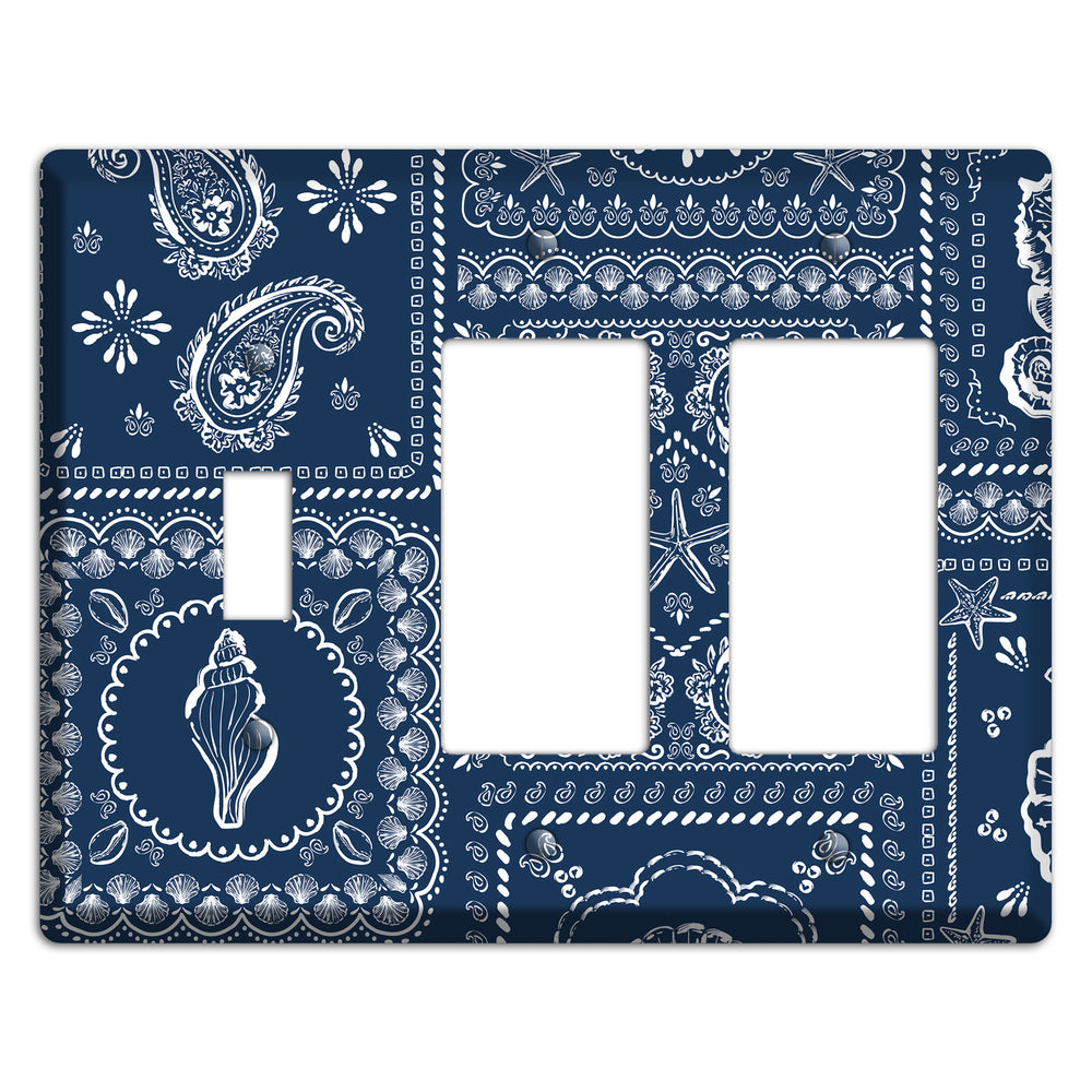 Navy Paisley Patchwork Toggle / 2 Rocker Wallplate