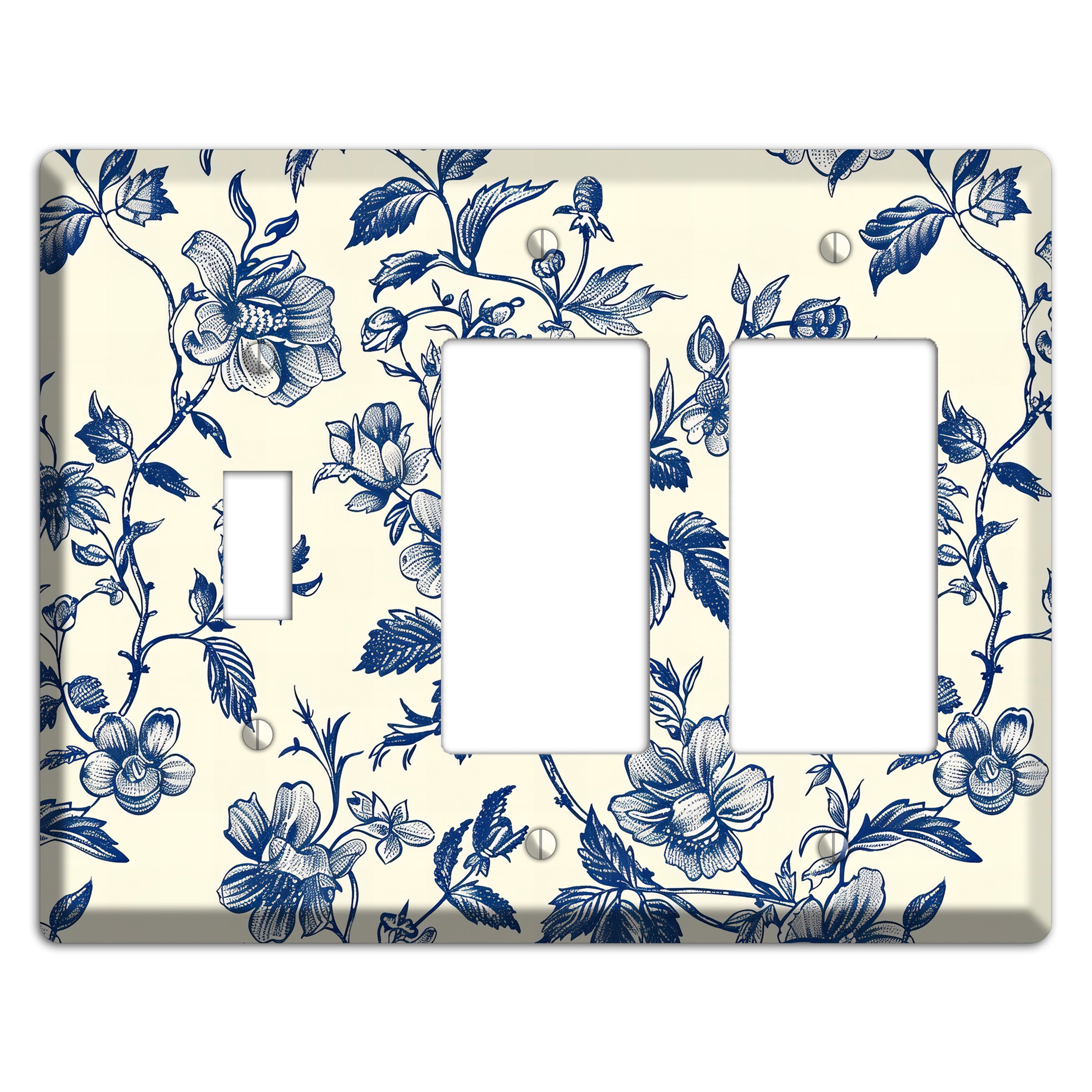 Garden Ink & Ivory Toggle / 2 Rocker Wallplate