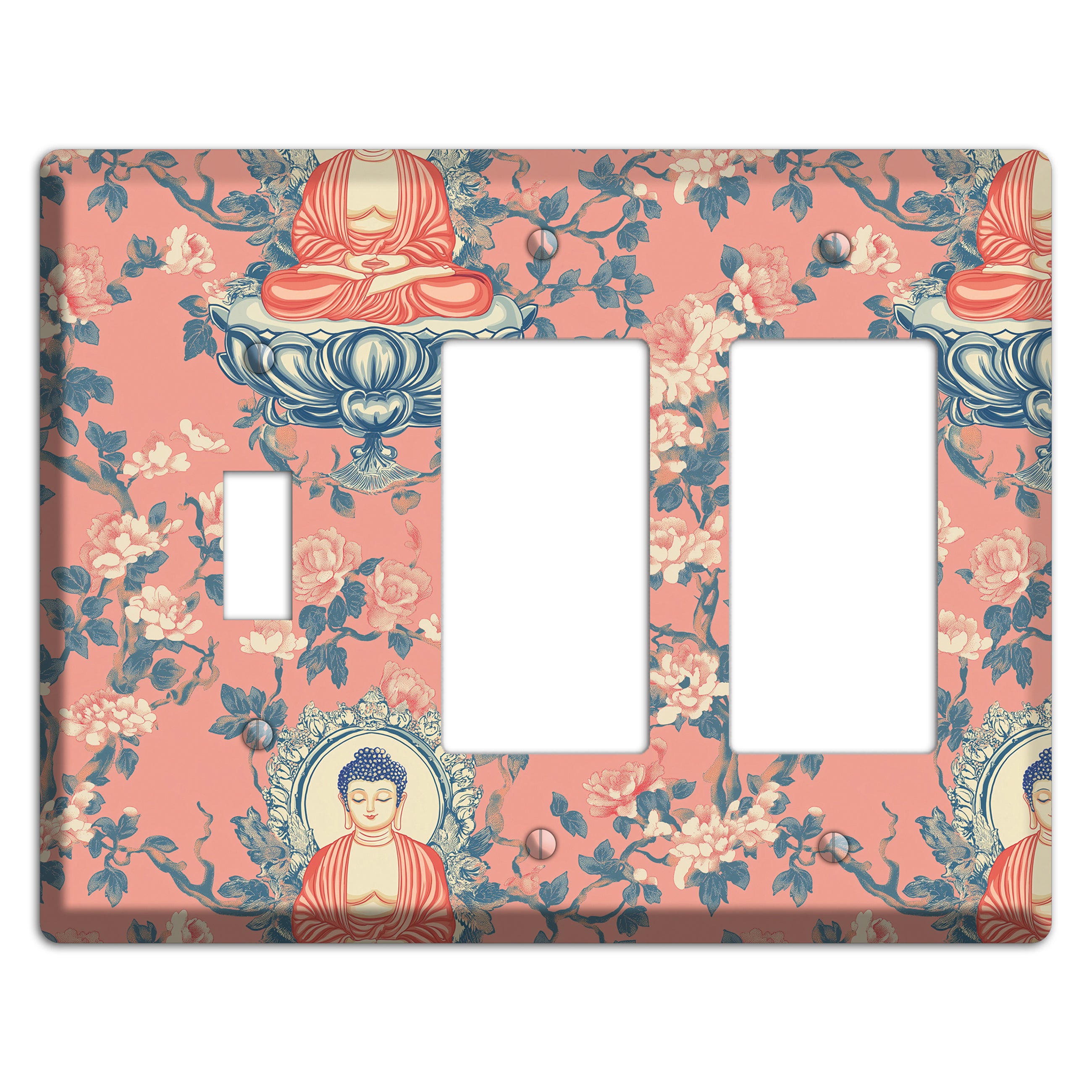 Lotus & Blossom Toggle / 2 Rocker Wallplate