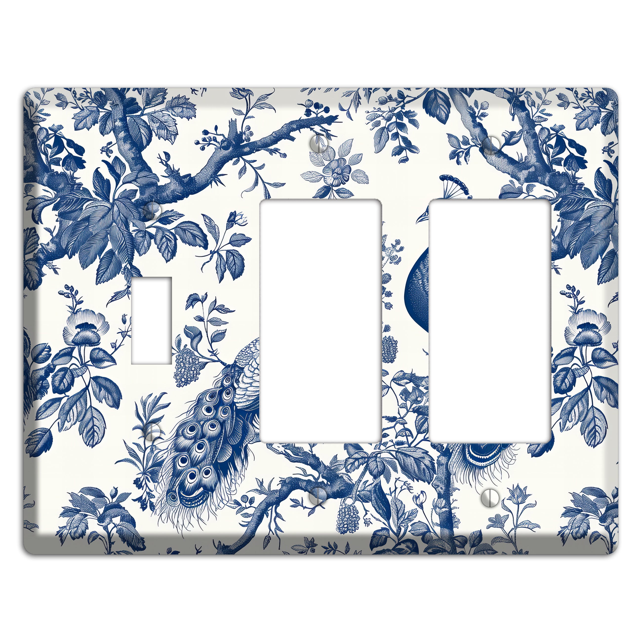 Peacock & Branch Toggle / 2 Rocker Wallplate