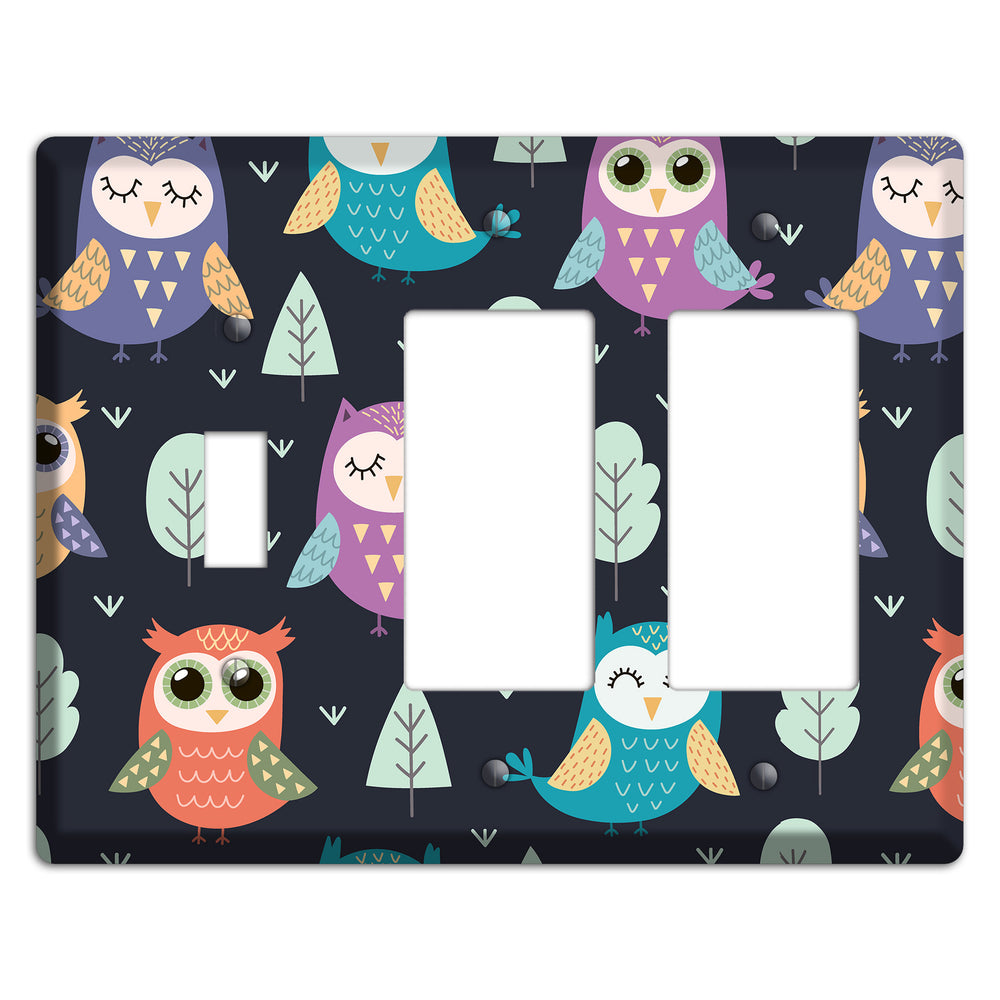 Dreamy Owls (Navy) Toggle / 2 Rocker Wallplate