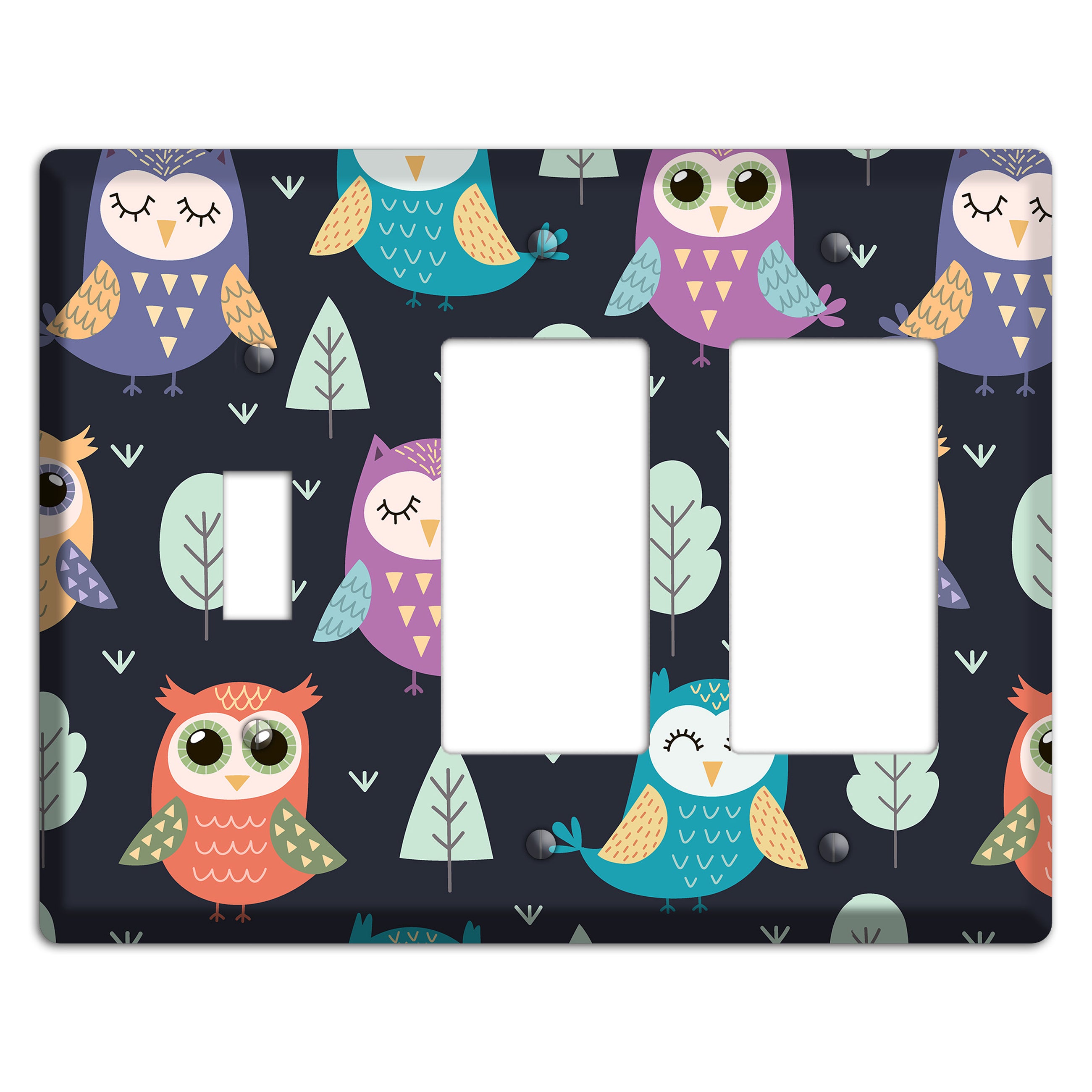 Dreamy Owls (Navy) Toggle / 2 Rocker Wallplate