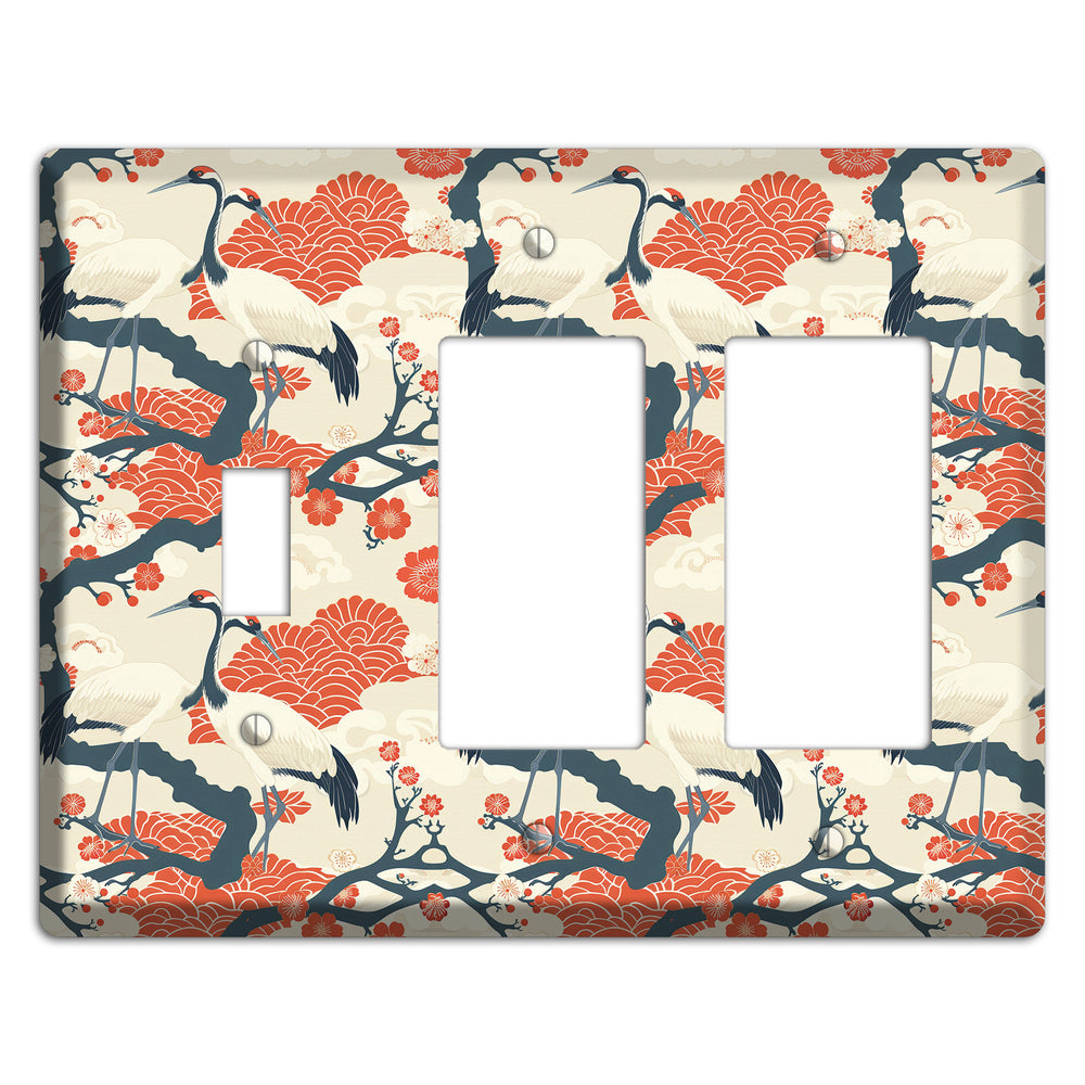 Vermillion Crane Court Toggle / 2 Rocker Wallplate