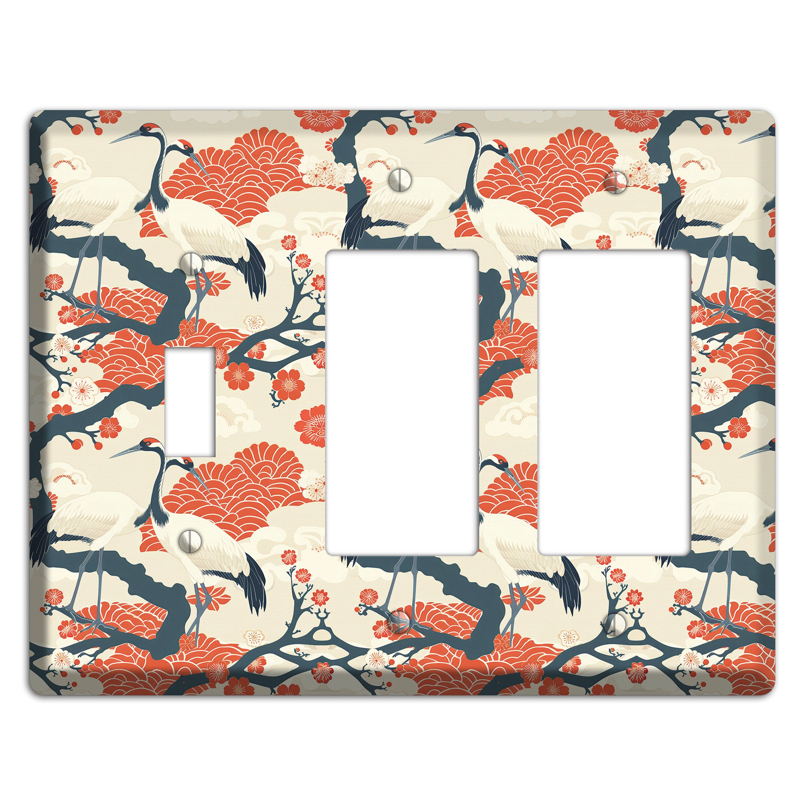 Vermillion Crane Court Toggle / 2 Rocker Wallplate