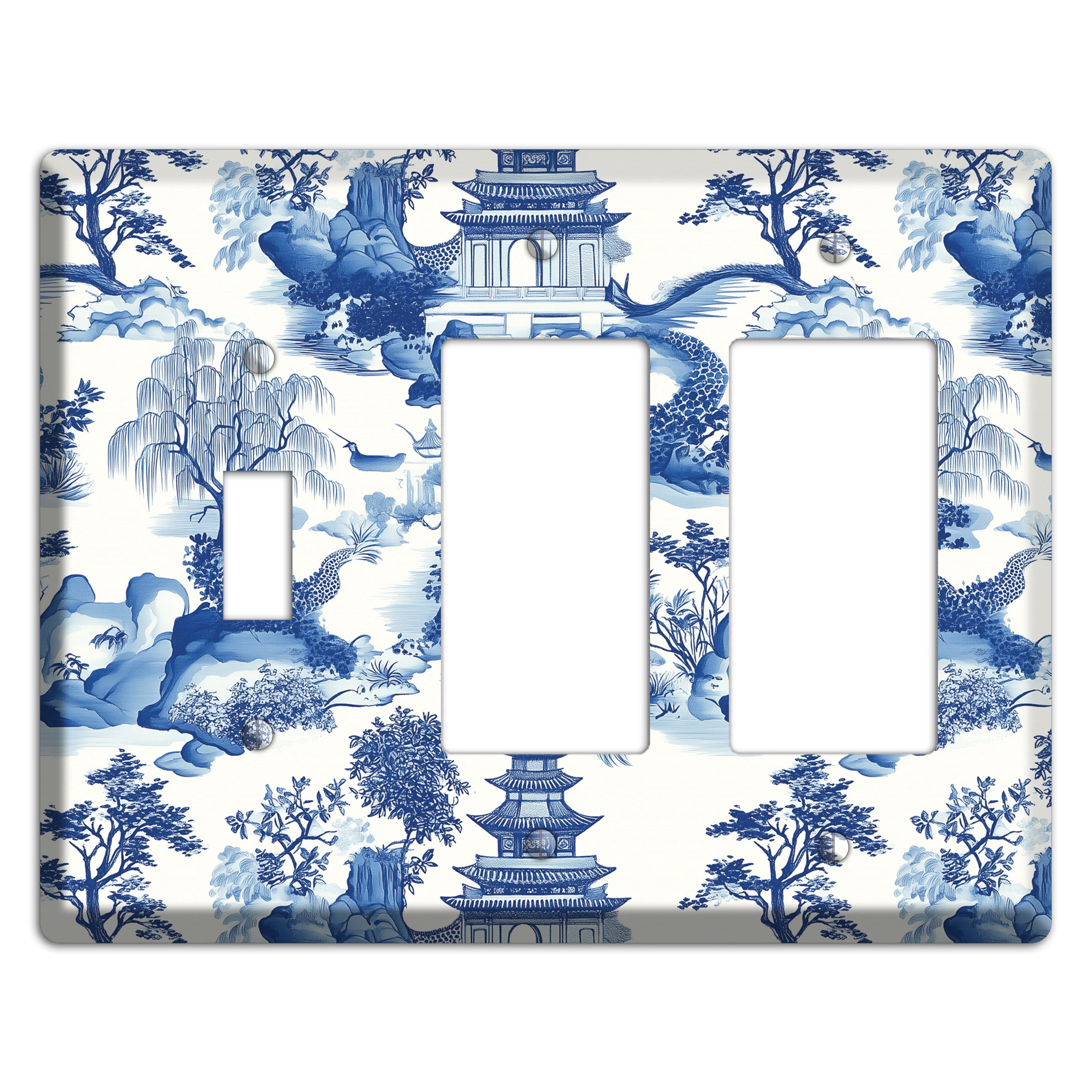 Willow & Pagoda Toggle / 2 Rocker Wallplate