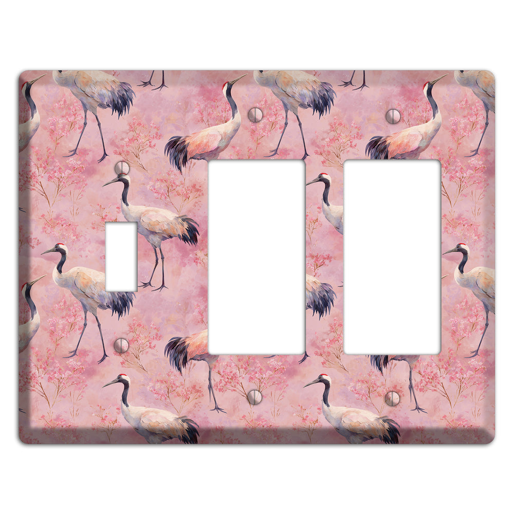 Blush Crane Reverie Toggle / 2 Rocker Wallplate