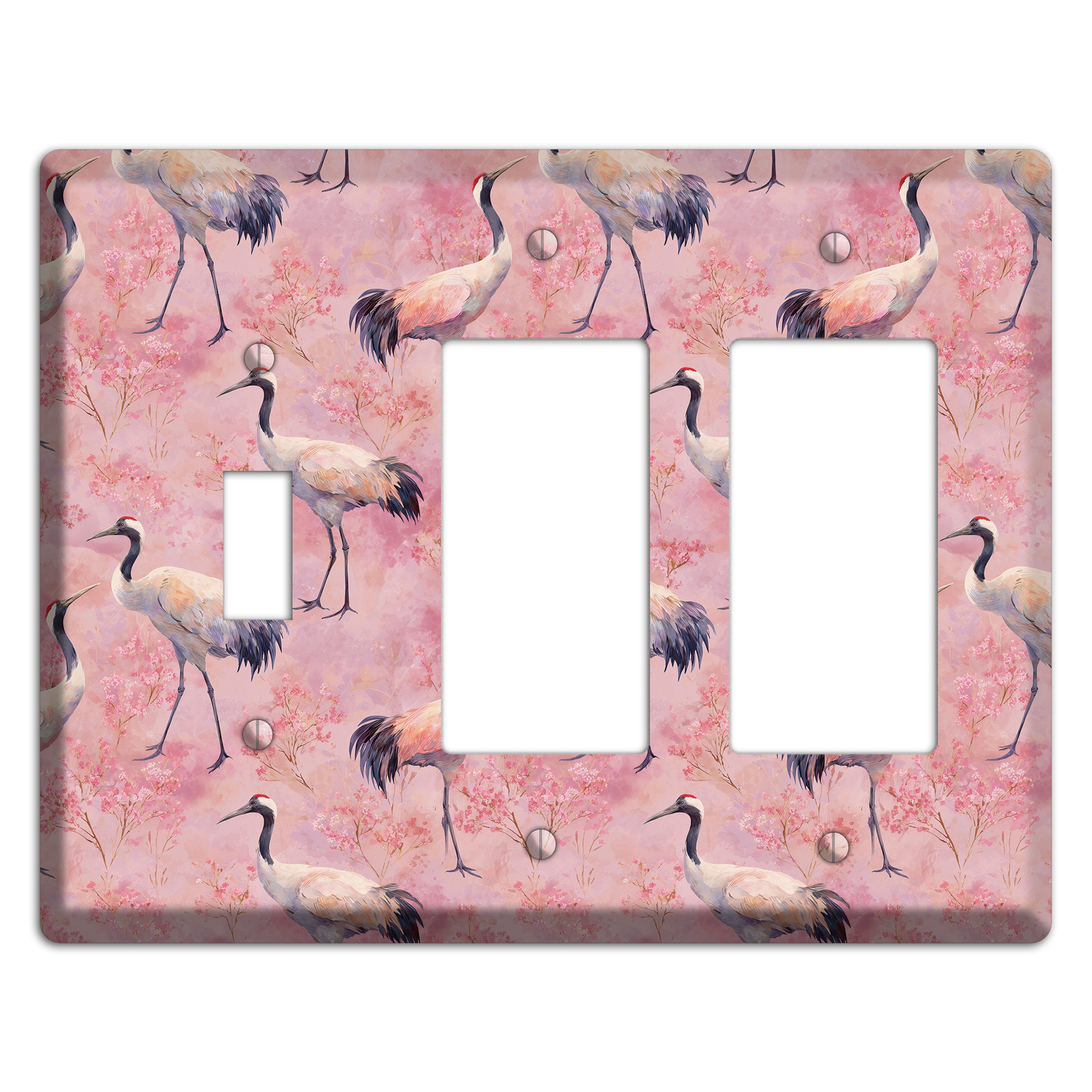 Blush Crane Reverie Toggle / 2 Rocker Wallplate
