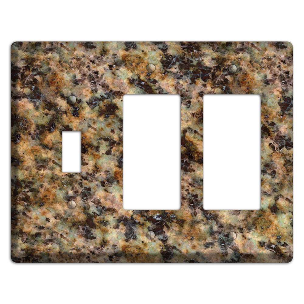 Verde Butterfly Granite Toggle / 2 Rocker Wallplate