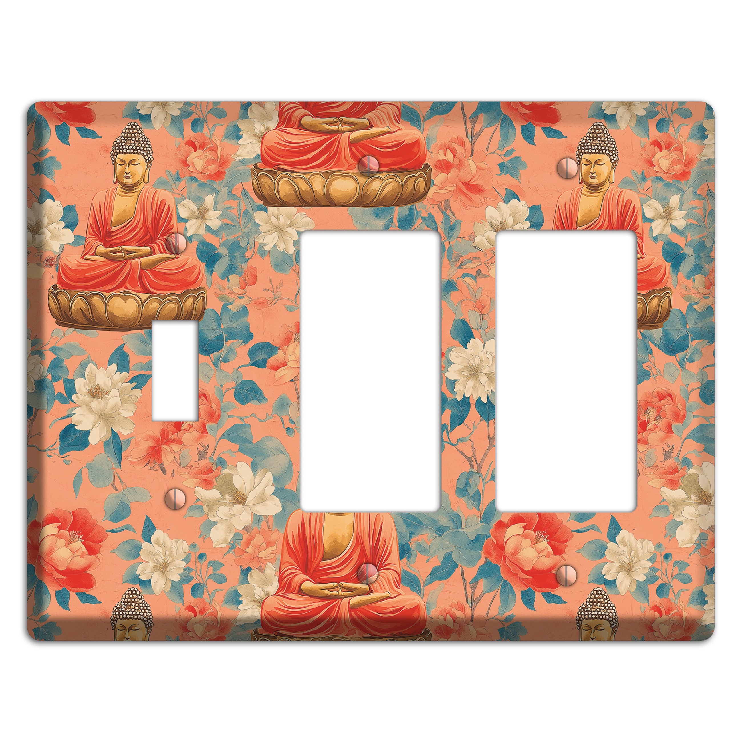 Lotus & Coral Toggle / 2 Rocker Wallplate