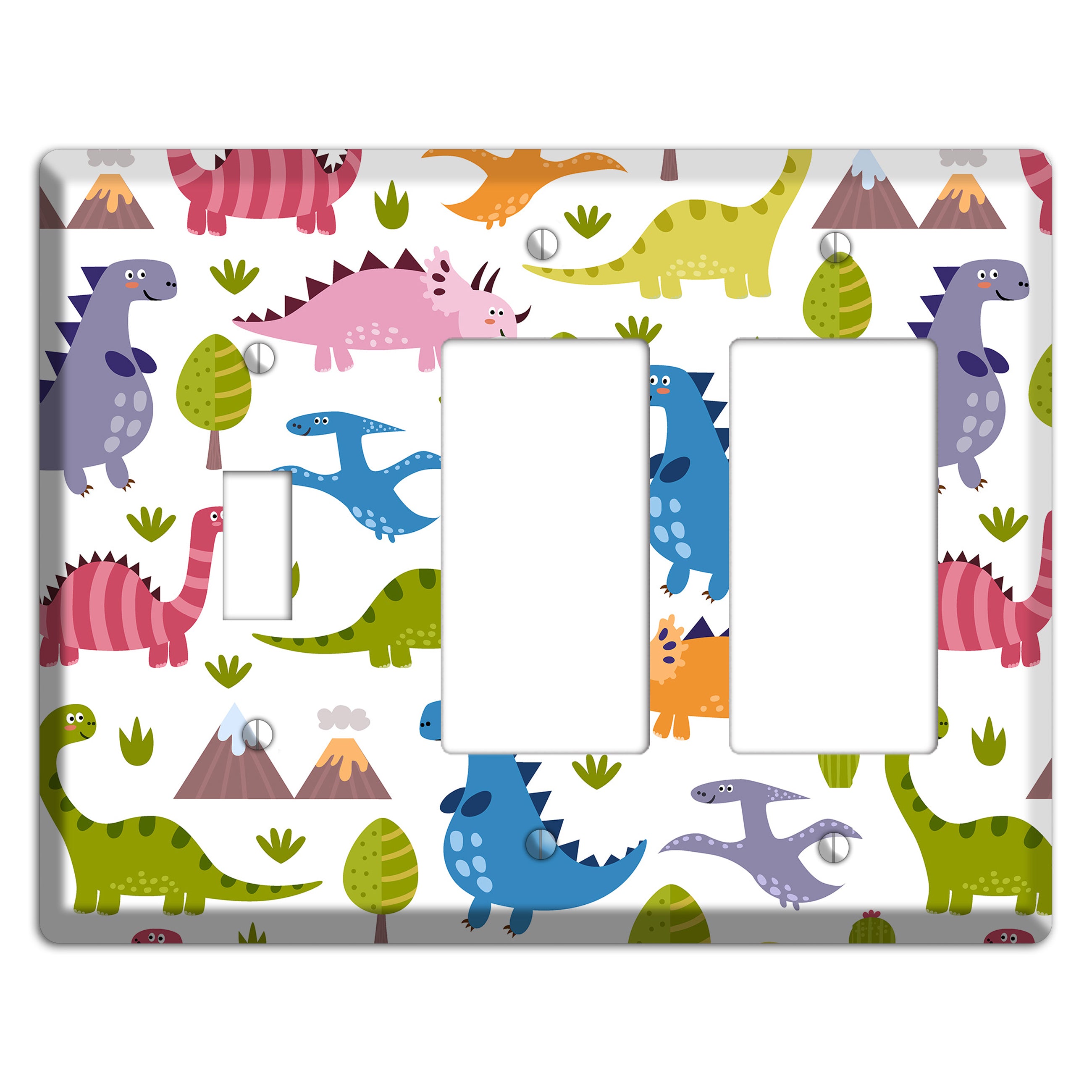 Dino Friends (Bright) Toggle / 2 Rocker Wallplate