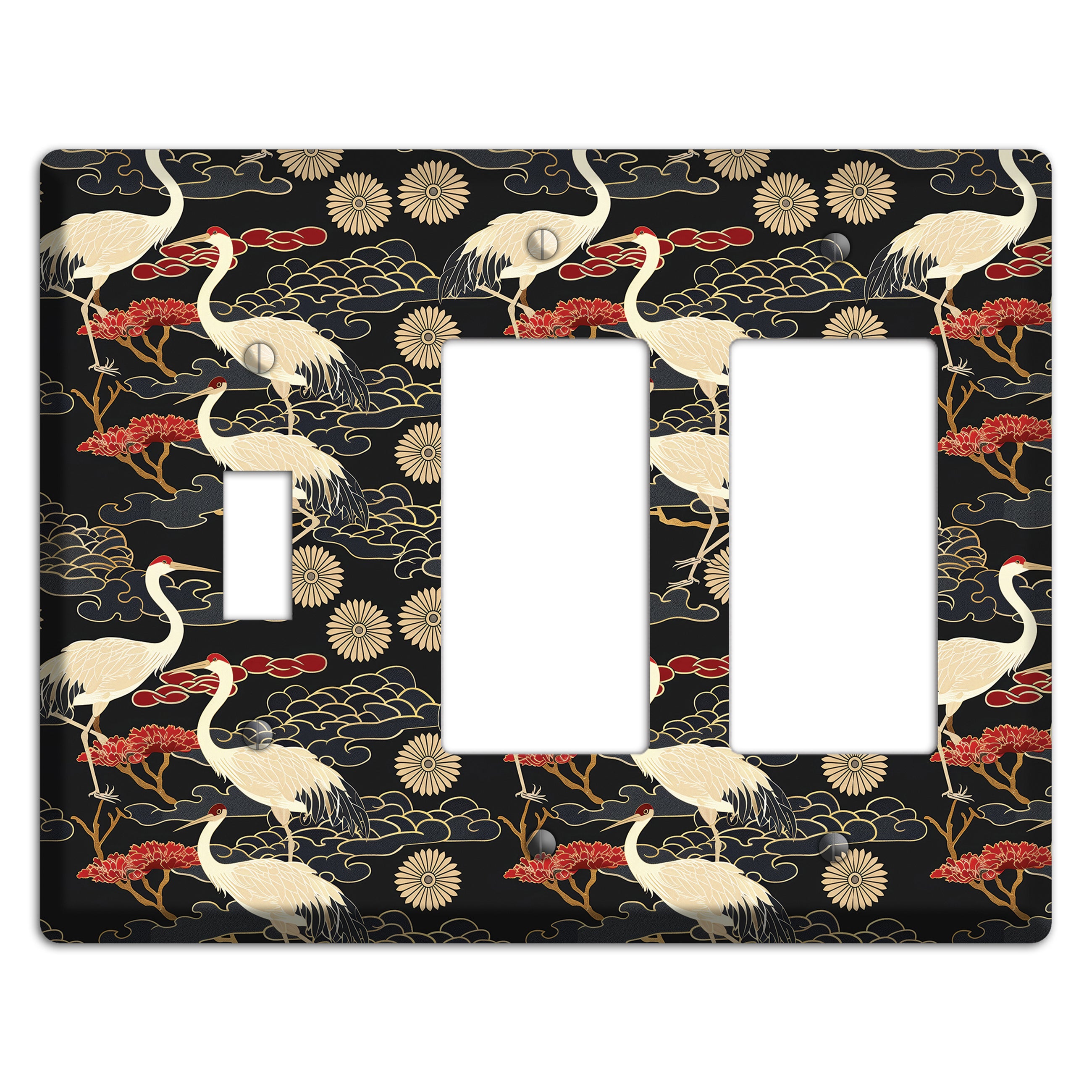 Obsidian Crane Procession Toggle / 2 Rocker Wallplate