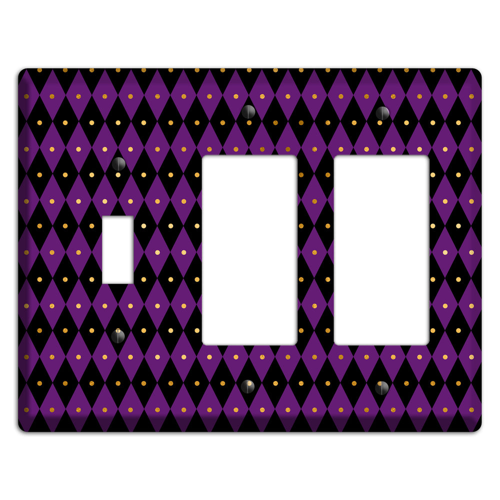 Royal Check: Violet Toggle / 2 Rocker Wallplate