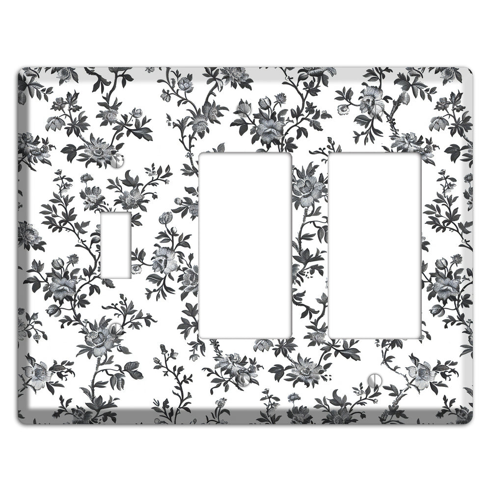 Ink & Ivory Trellis Toggle / 2 Rocker Wallplate