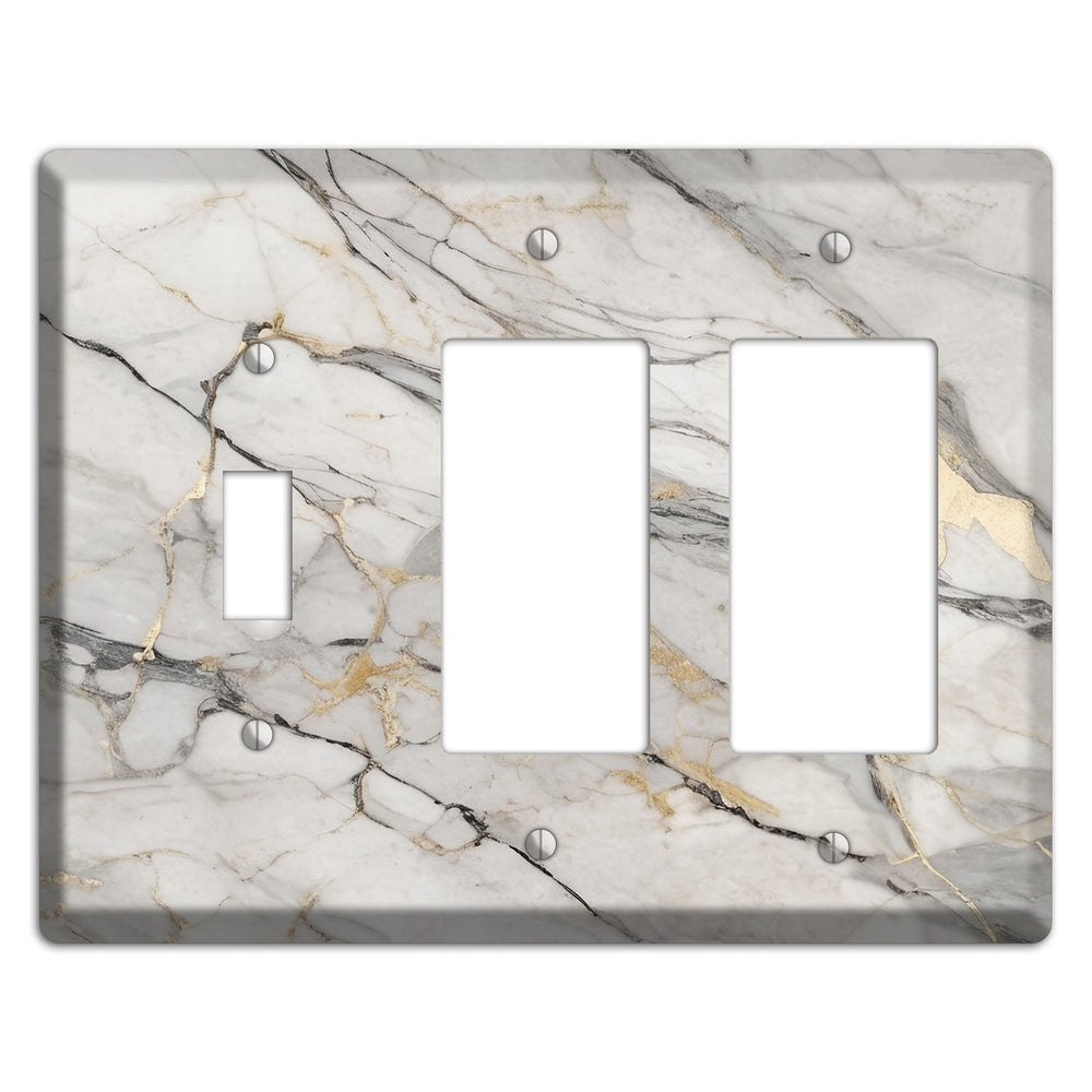 Roman Coffee Marble Toggle / 2 Rocker Wallplate