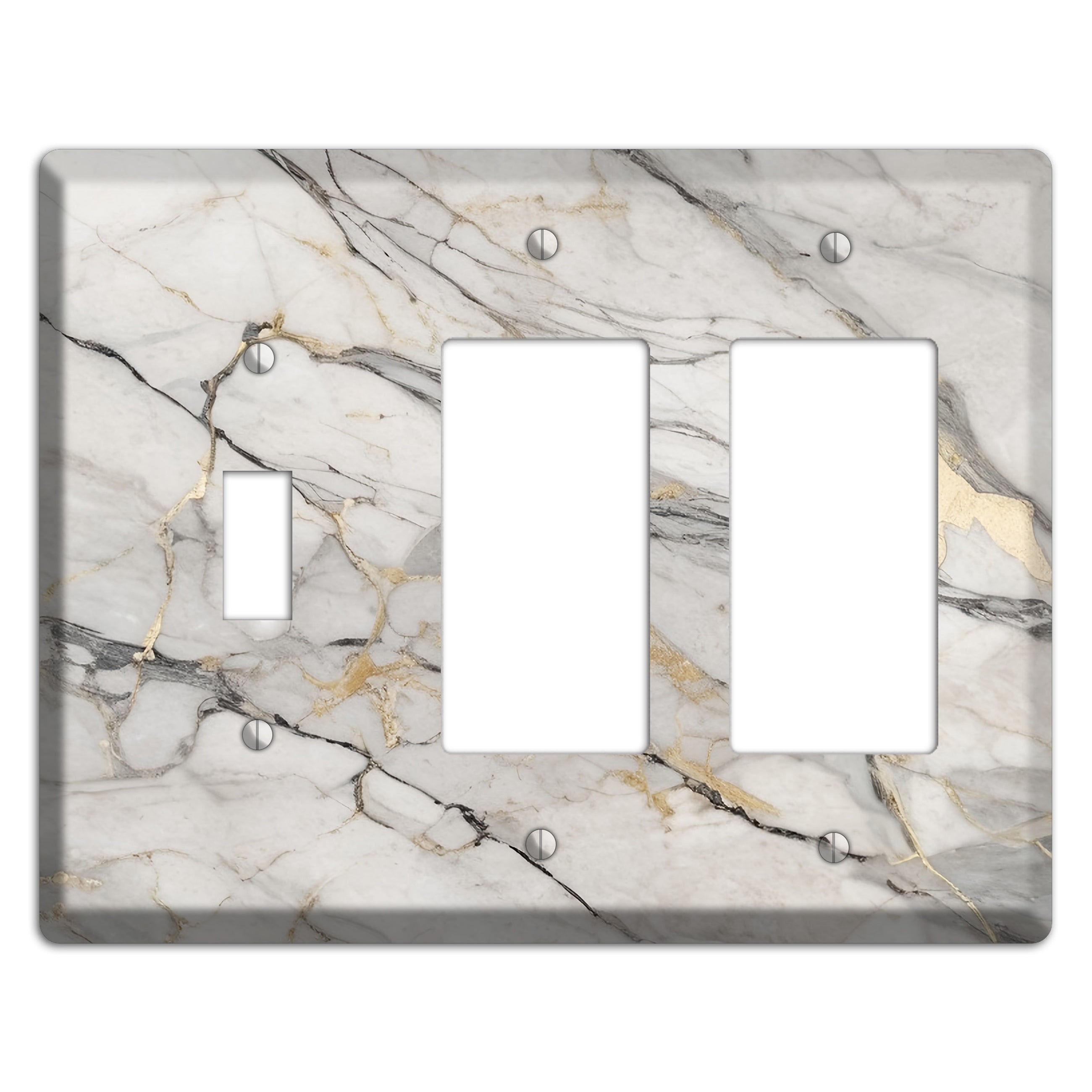 Roman Coffee Marble Toggle / 2 Rocker Wallplate