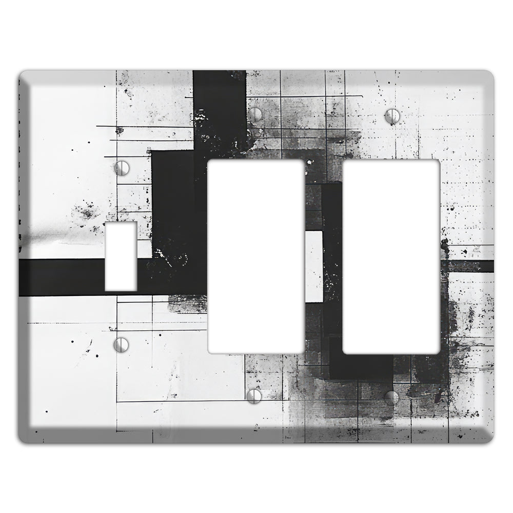 Fractured Blueprint Toggle / 2 Rocker Wallplate