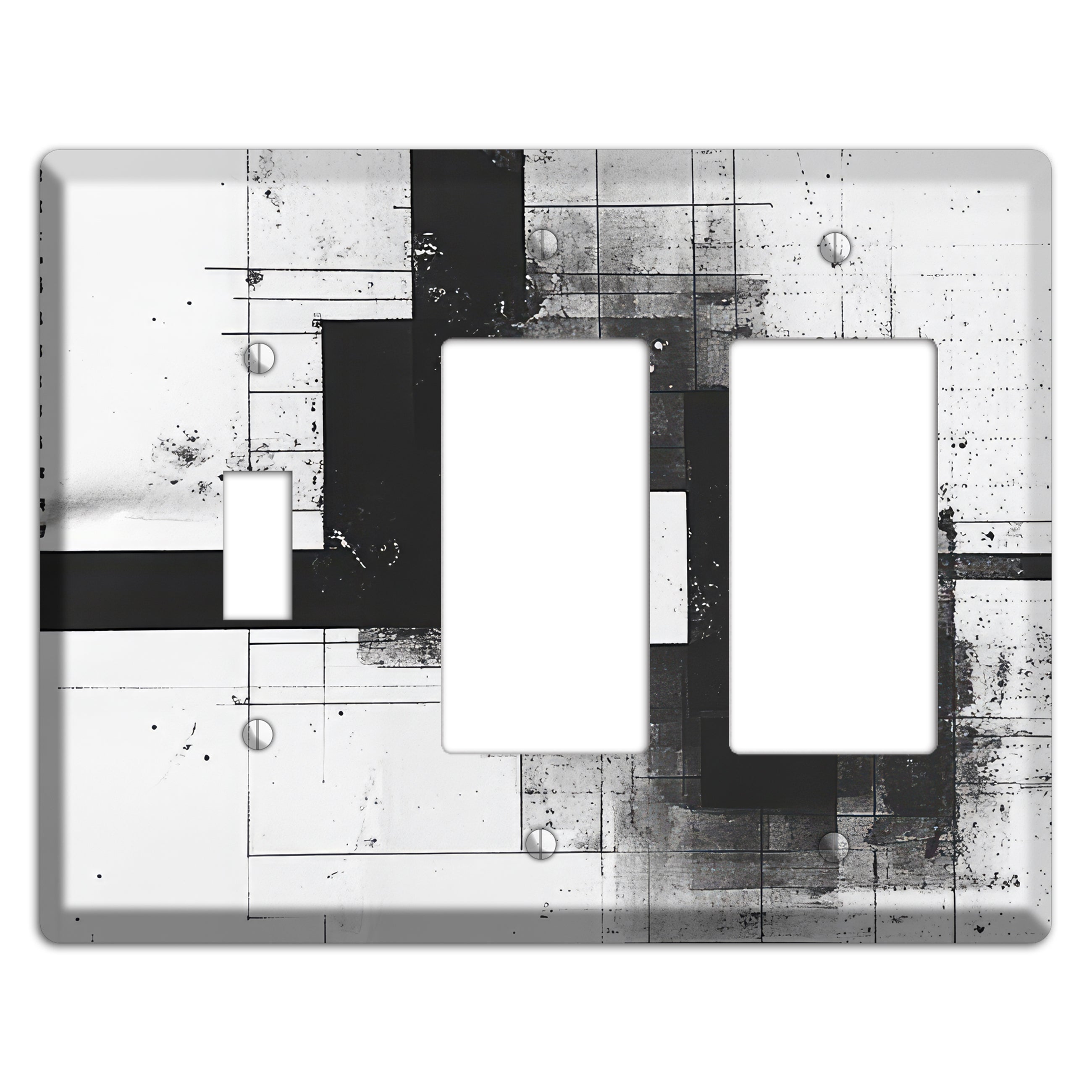 Fractured Blueprint Toggle / 2 Rocker Wallplate