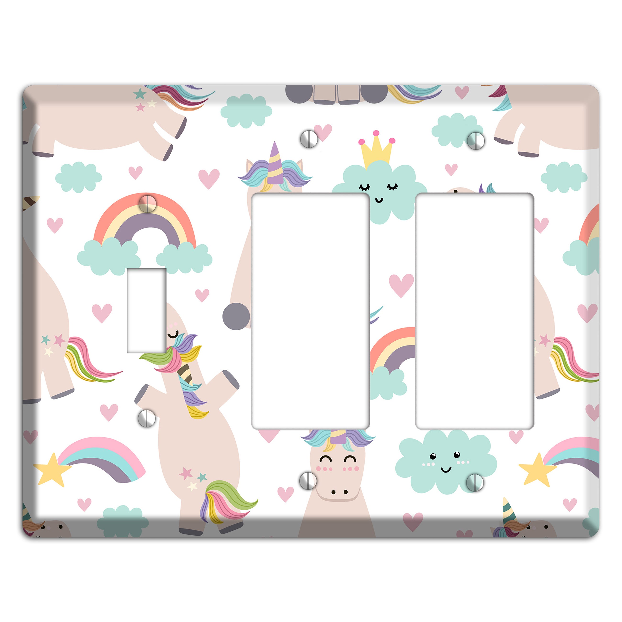 Rainbow Cloud Herd Toggle / 2 Rocker Wallplate