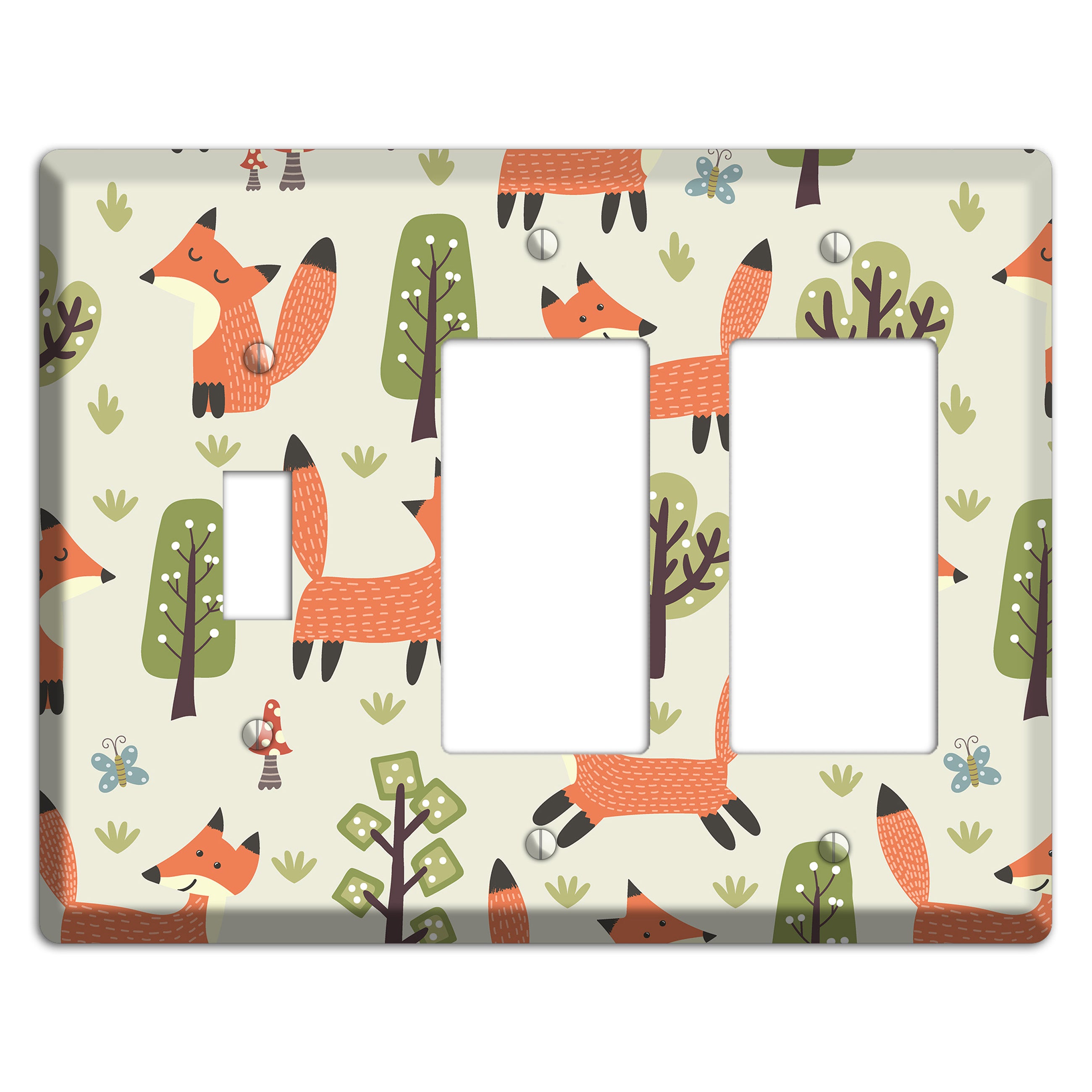 Fox & Forest (Olive) Toggle / 2 Rocker Wallplate