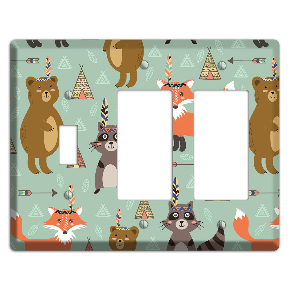 Tribal Woodland Camp Toggle / 2 Rocker Wallplate