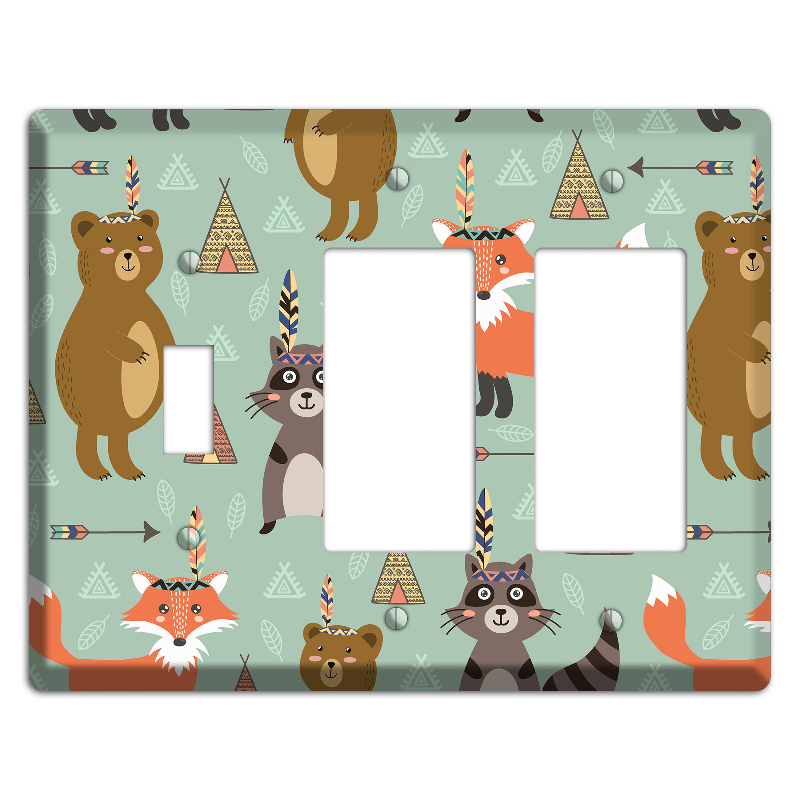 Tribal Woodland Camp Toggle / 2 Rocker Wallplate