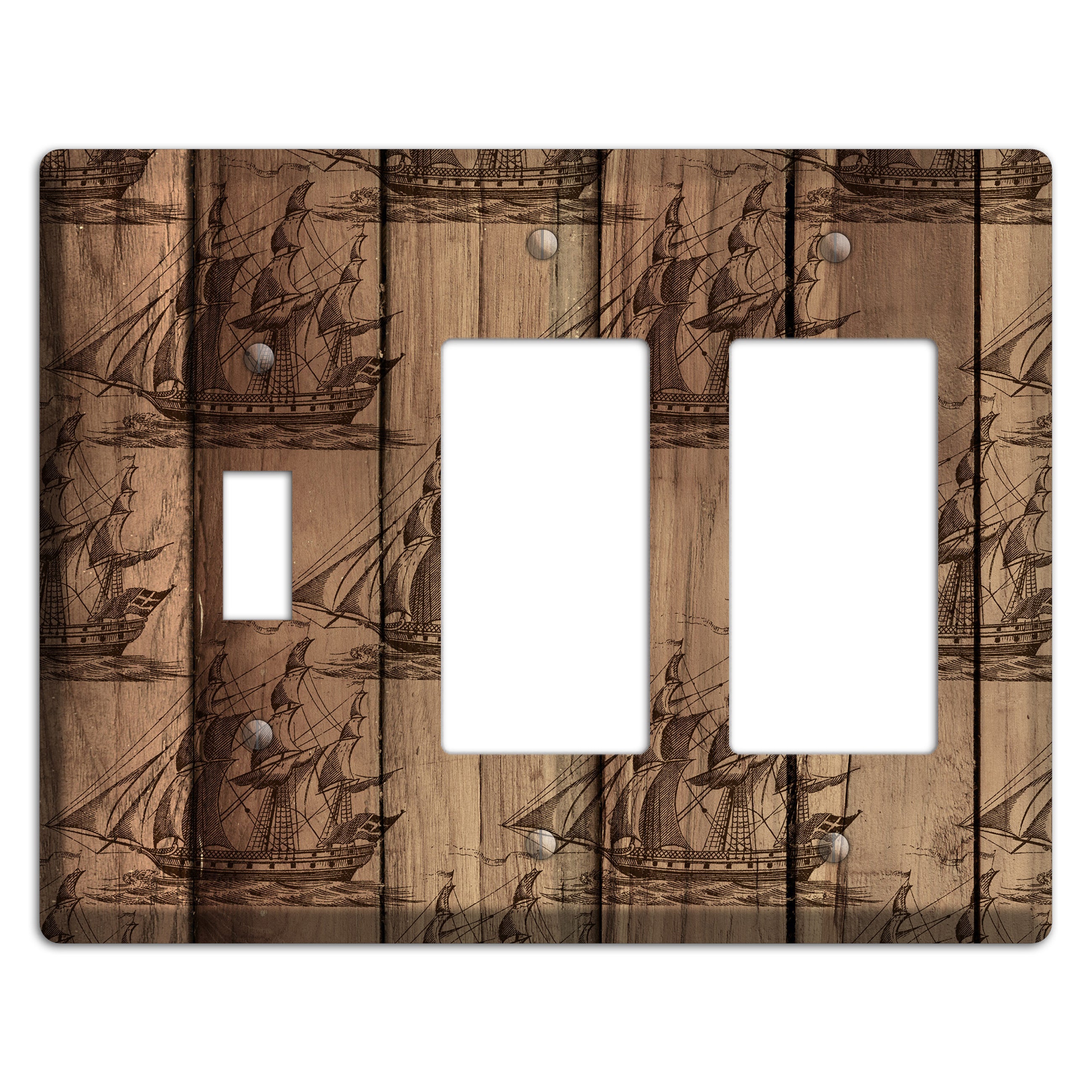 Tall Ships & Timber Toggle / 2 Rocker Wallplate